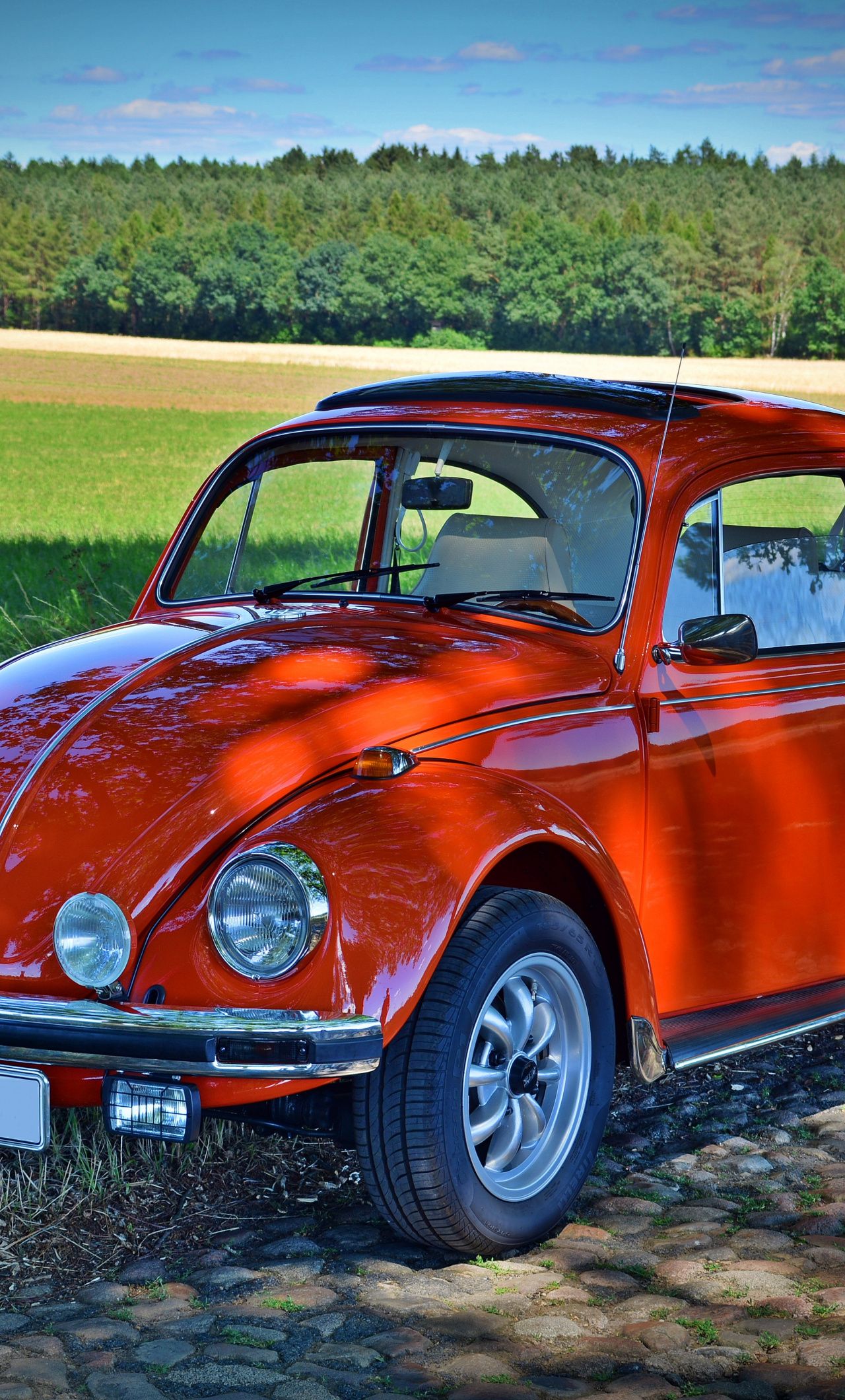 Download Volkswagen Beetle, red, classic car wallpaper, 1280x iPhone 6 Plus