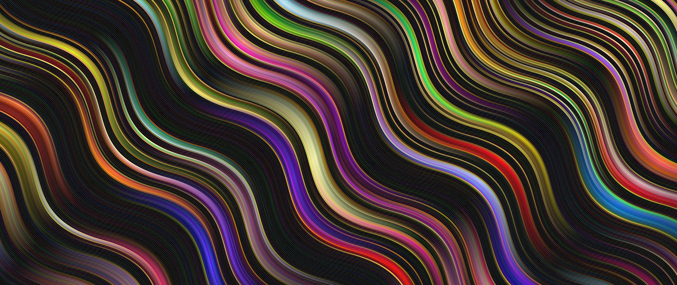 Download wallpaper 2560x1080 wavy, lines, illusion, prismatic dual wide 1080p HD background