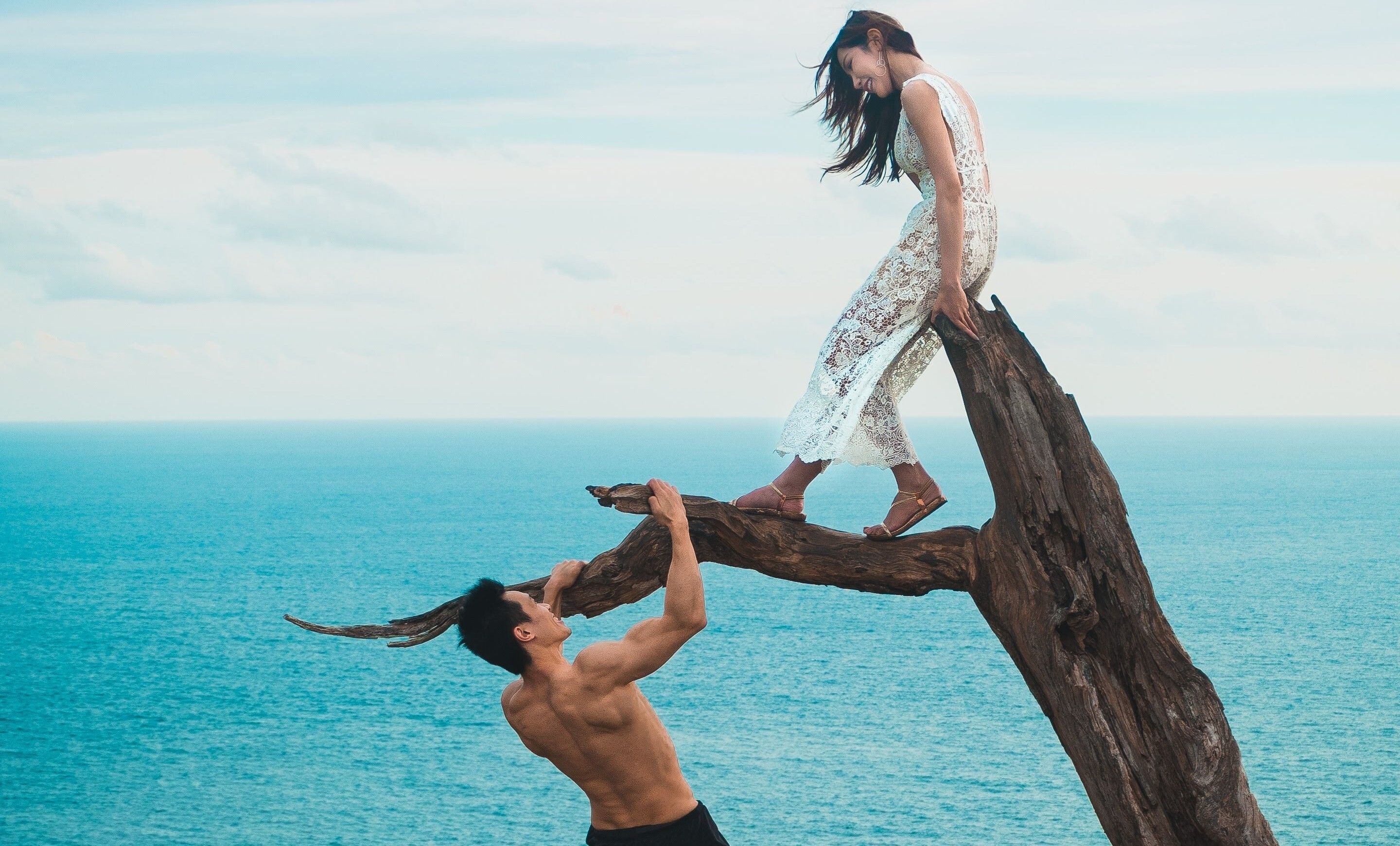 Romantic Couple at Ocean Beach Photo