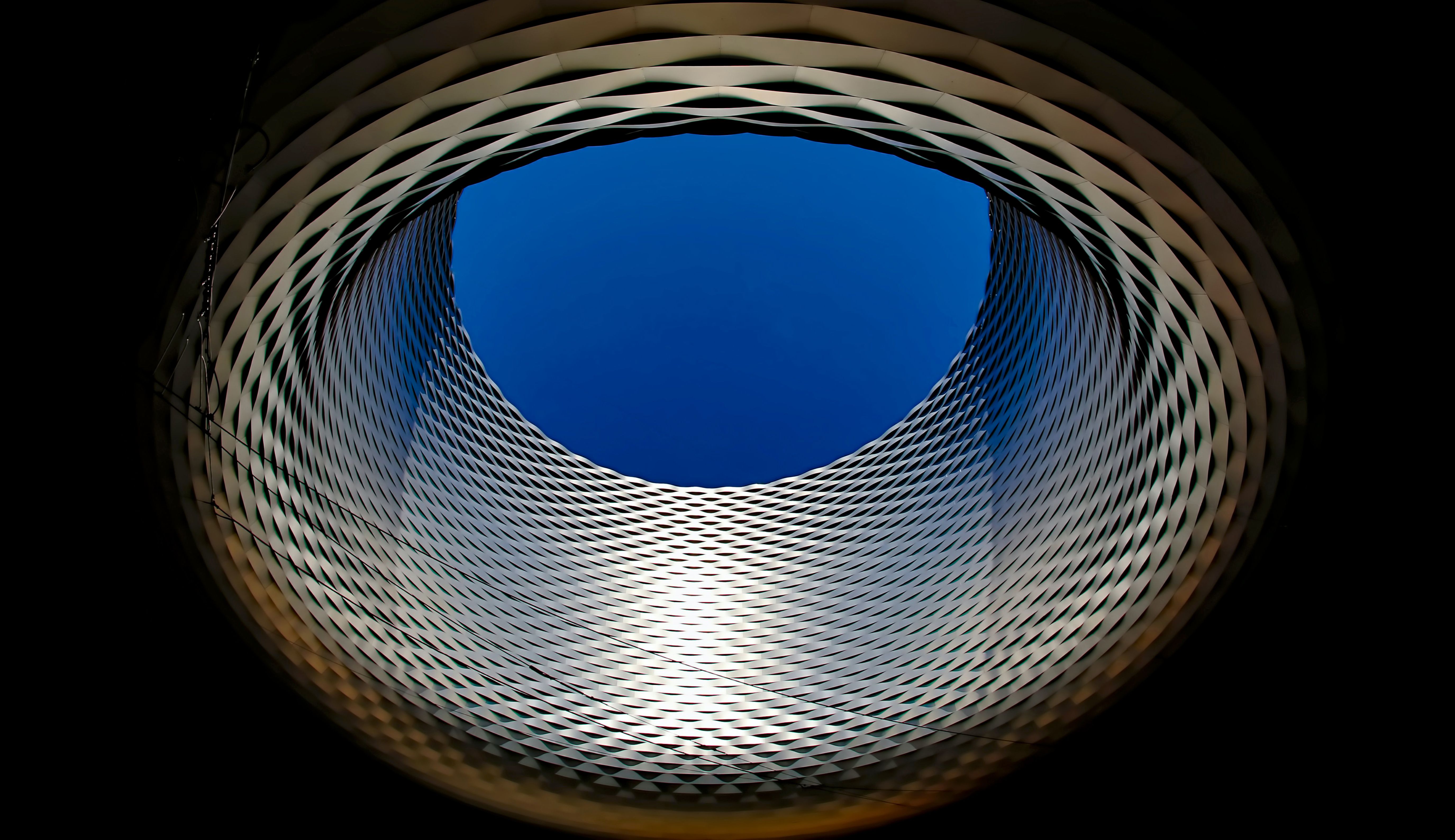 Basel exhibition center 4K Wallpaper, Modern architecture, Sky view, Dark background, Landmark, Switzerland, 5K, Architecture