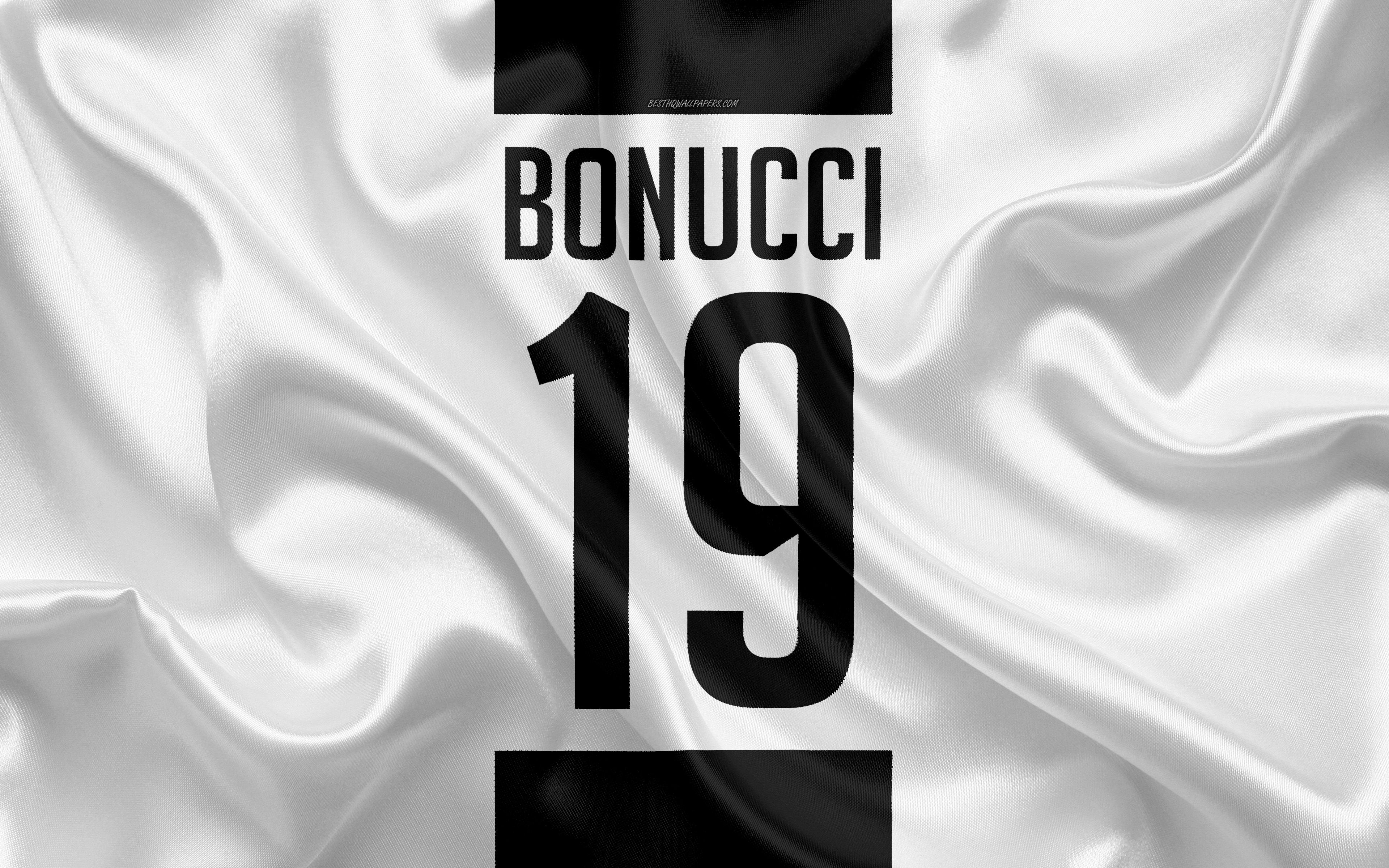Download Wallpaper Leonardo Bonucci, Juventus FC, T Shirt, 19th Number, Serie A, White Black Silk Texture, Bonucci, Juve, Turin, Italy, Football For Desktop With Resolution 3840x2400. High Quality HD Picture Wallpaper