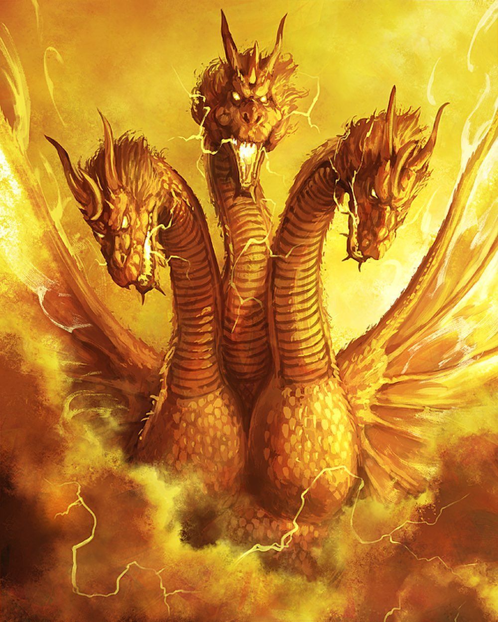 Incredible Ghidorah The Three Headed Monster artwork inspired by the Godzilla: King Of The Monsters Titan posters!