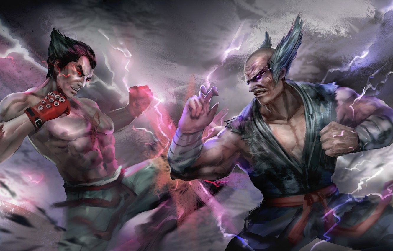 Wallpaper art, fighters, Kazuya Mishima, namco, Heihachi Mishima, kazuya, tekken - for desktop, section игры