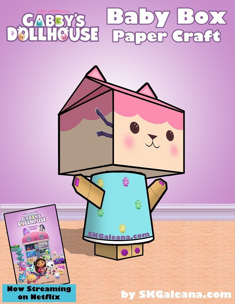Baby Box Printable Paper Craft Inspired from Gabby's Dollhouse!. Baby box, Papercraft printable, Paper crafts