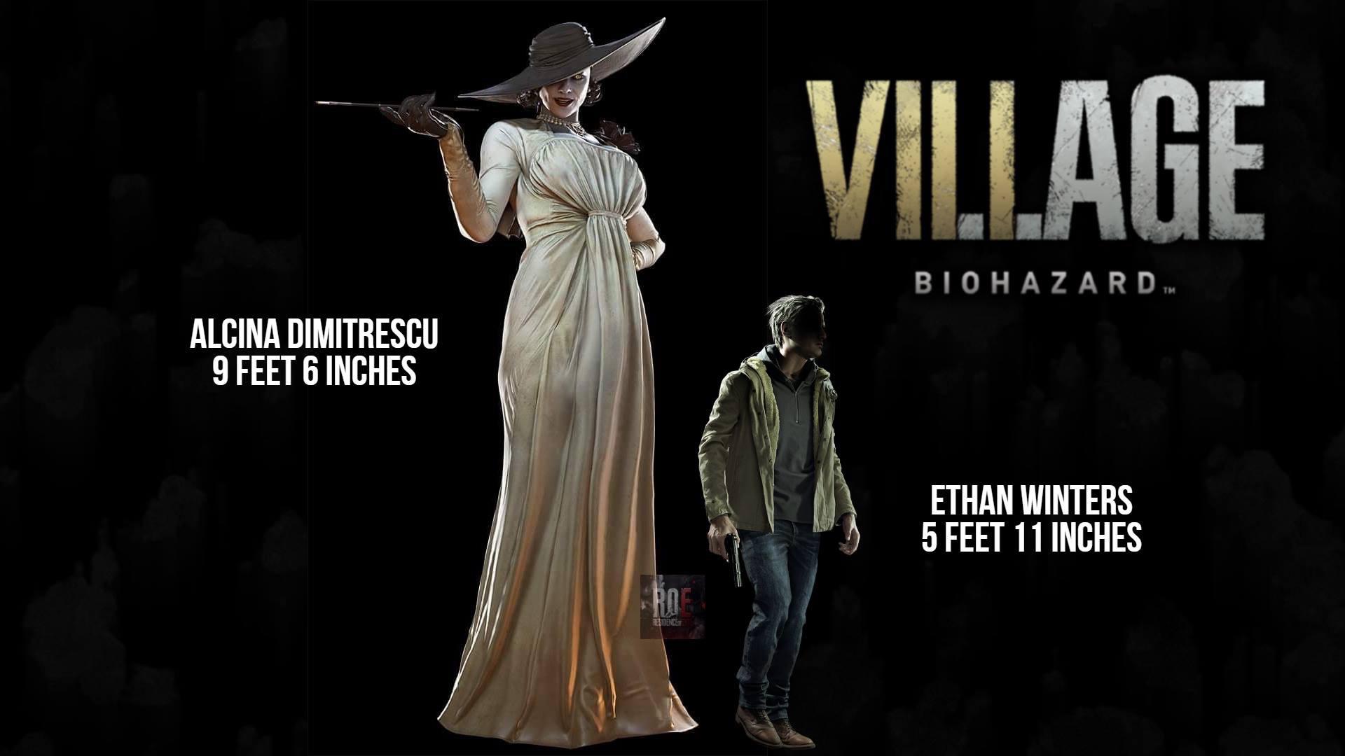 Now that we have Alcina Dimitrescu's official height in RE VILLAGE, here's an accurate comparison to Ethan Winters