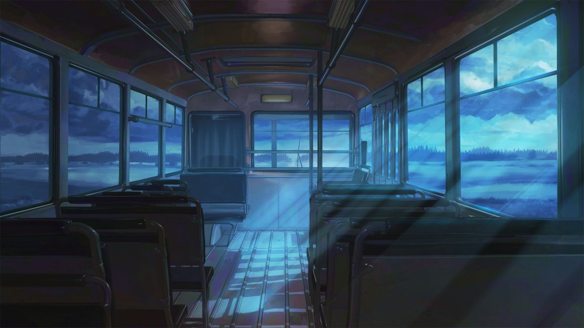 train, Night, Clouds, ArseniXC, Town, Everlasting Summer, Visual novel Wallpaper HD / Desktop and Mobile Background