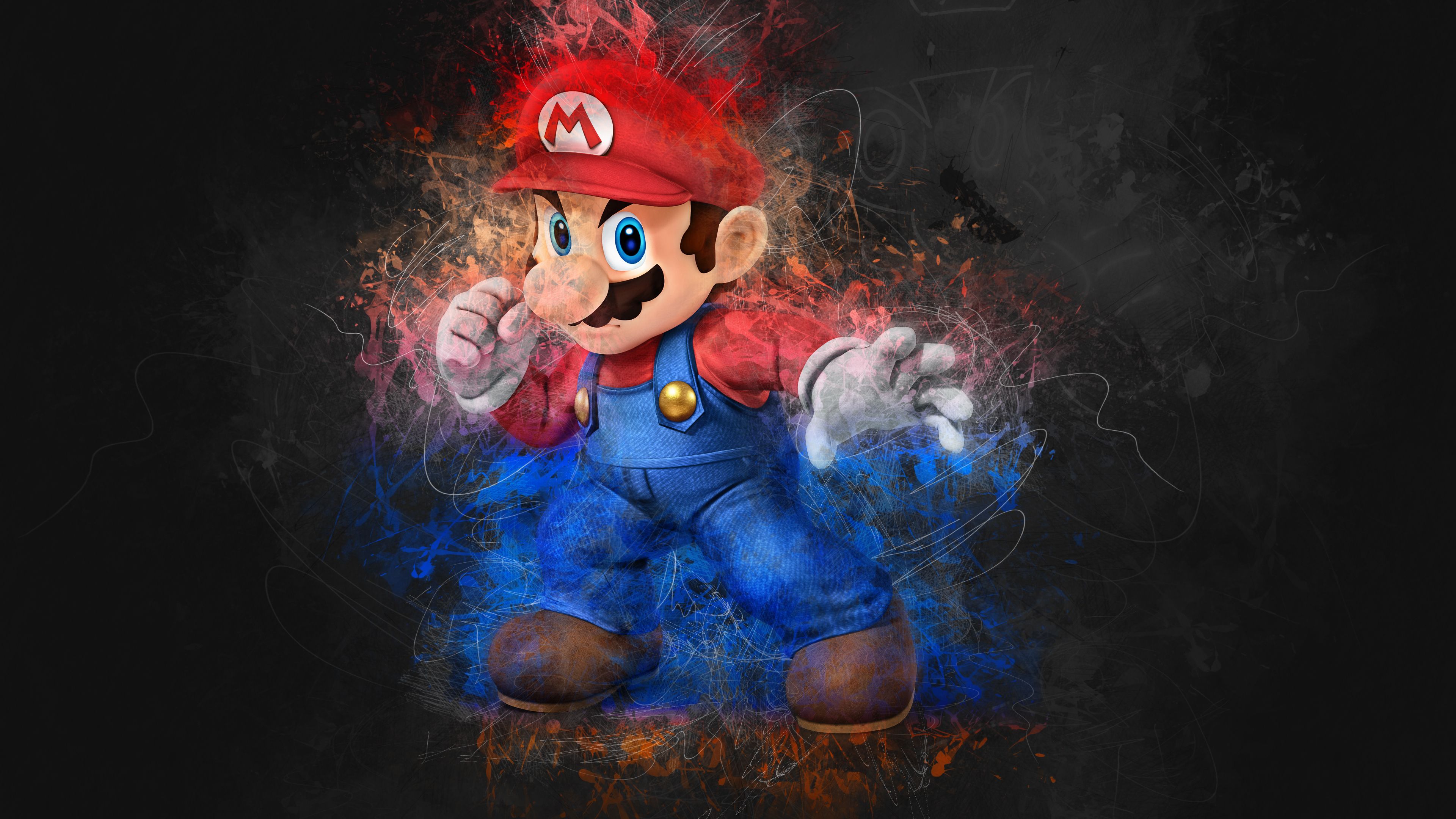 Super Mario Artwork 4k Wallpaper Painting Mario