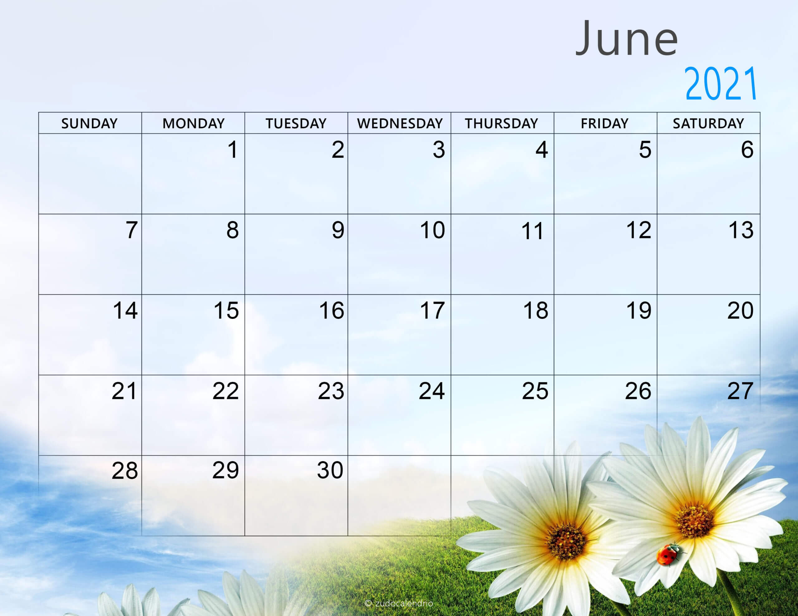 June 2021 Desktop Calendar Wallpaper