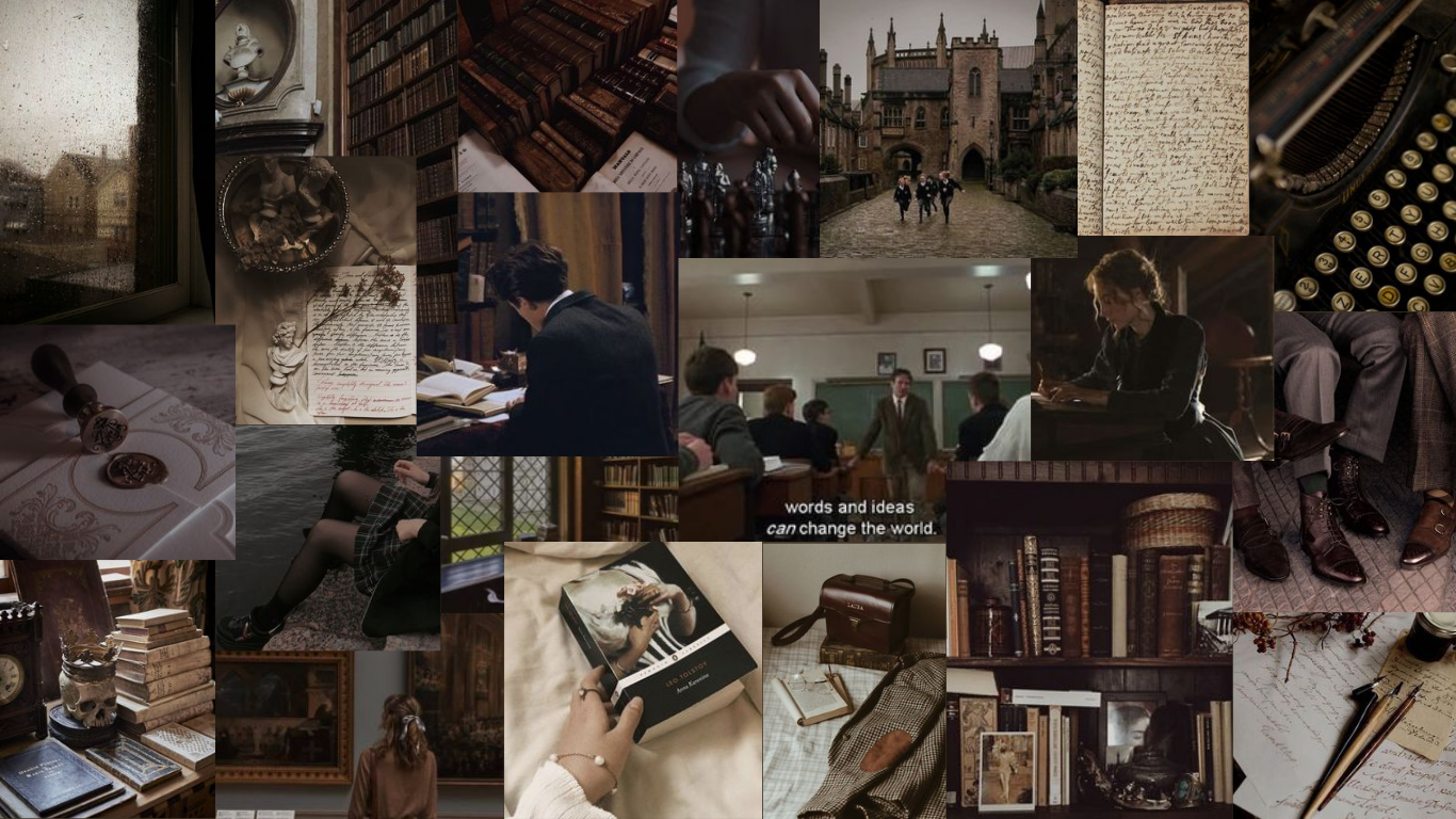 Enter the world of literature with Dark academia aesthetic background ...