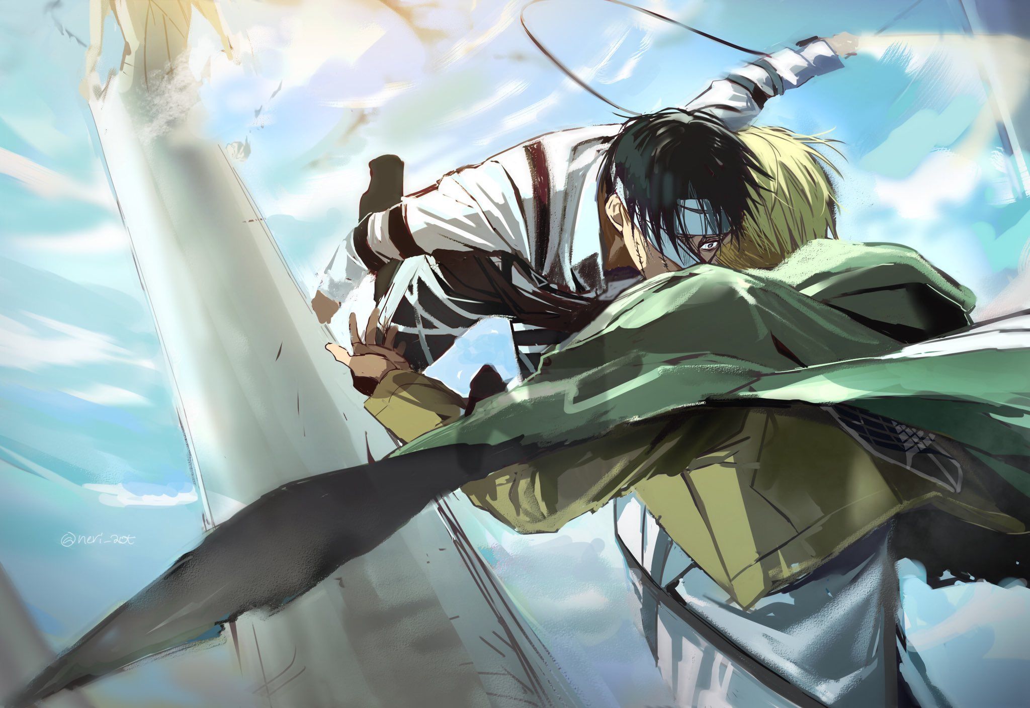 ねり on Twitter. Attack on titan art, Attack on titan fanart, Eruri