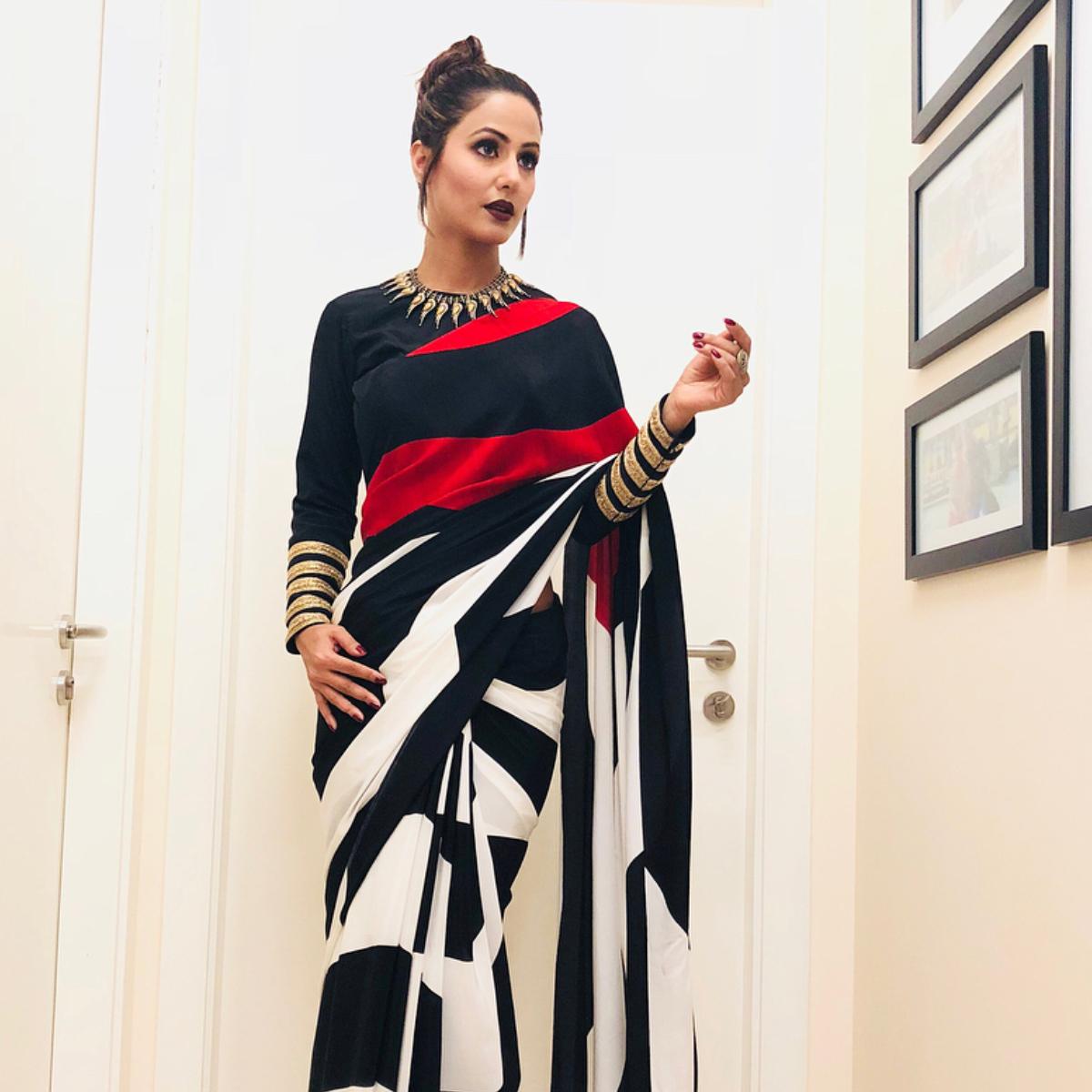 Hina Khan looks magnificent in a black and red saree; See THROWBACK photo