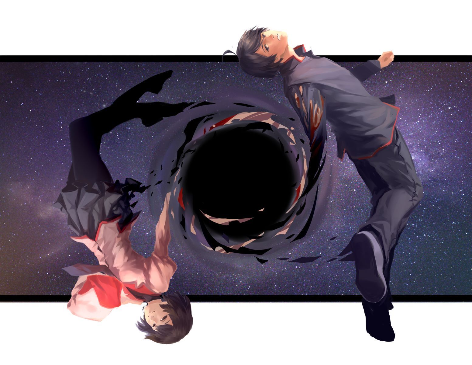 araragi_koyomi bakemonogatari black_eyes black_hair inf_(you_xiang) male monogatari_(series) oshino_ougi owarimonogatari panty. Anime, Araragi koyomi, Ougi oshino