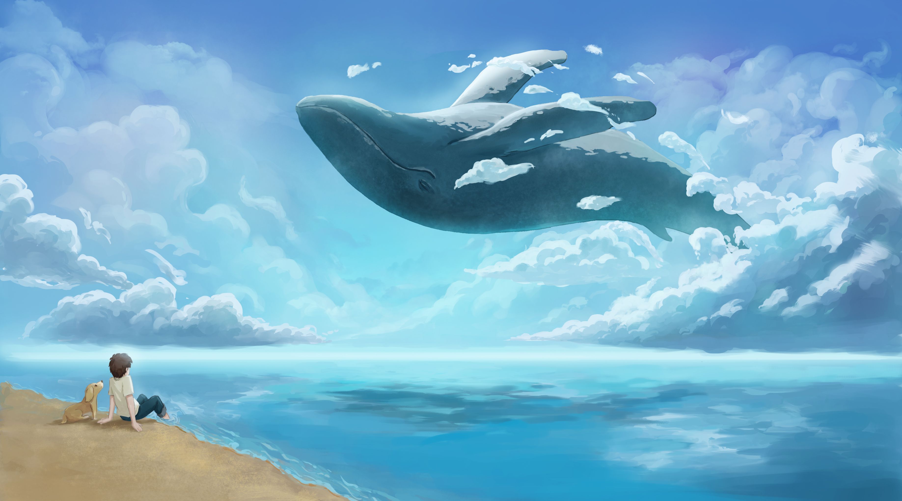 Flying Whale Wallpaper