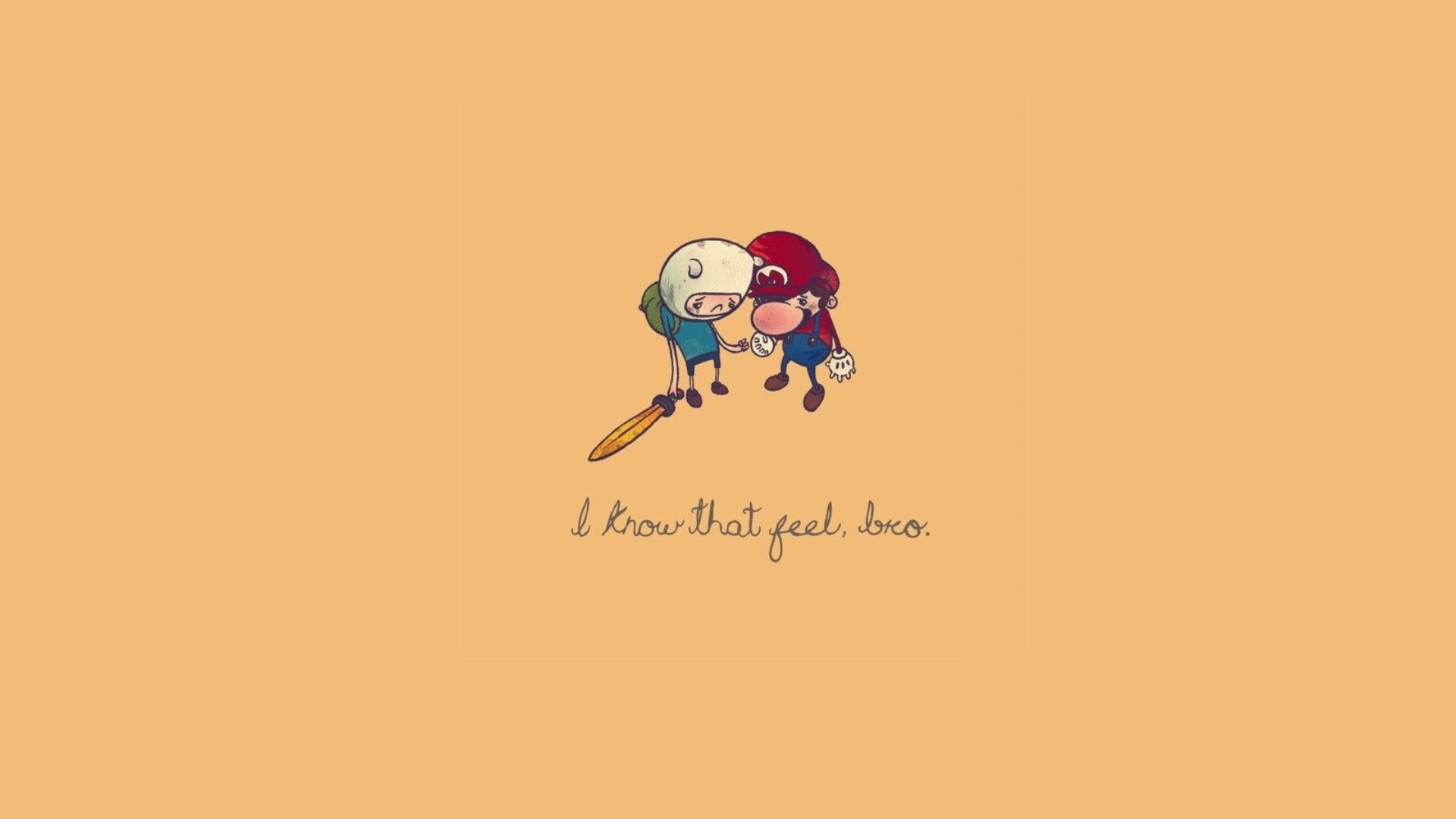 Wallpaper, illustration, minimalism, text, logo, cartoon, Super Mario, brand, Finn the Human, screenshot, font 1920x1080