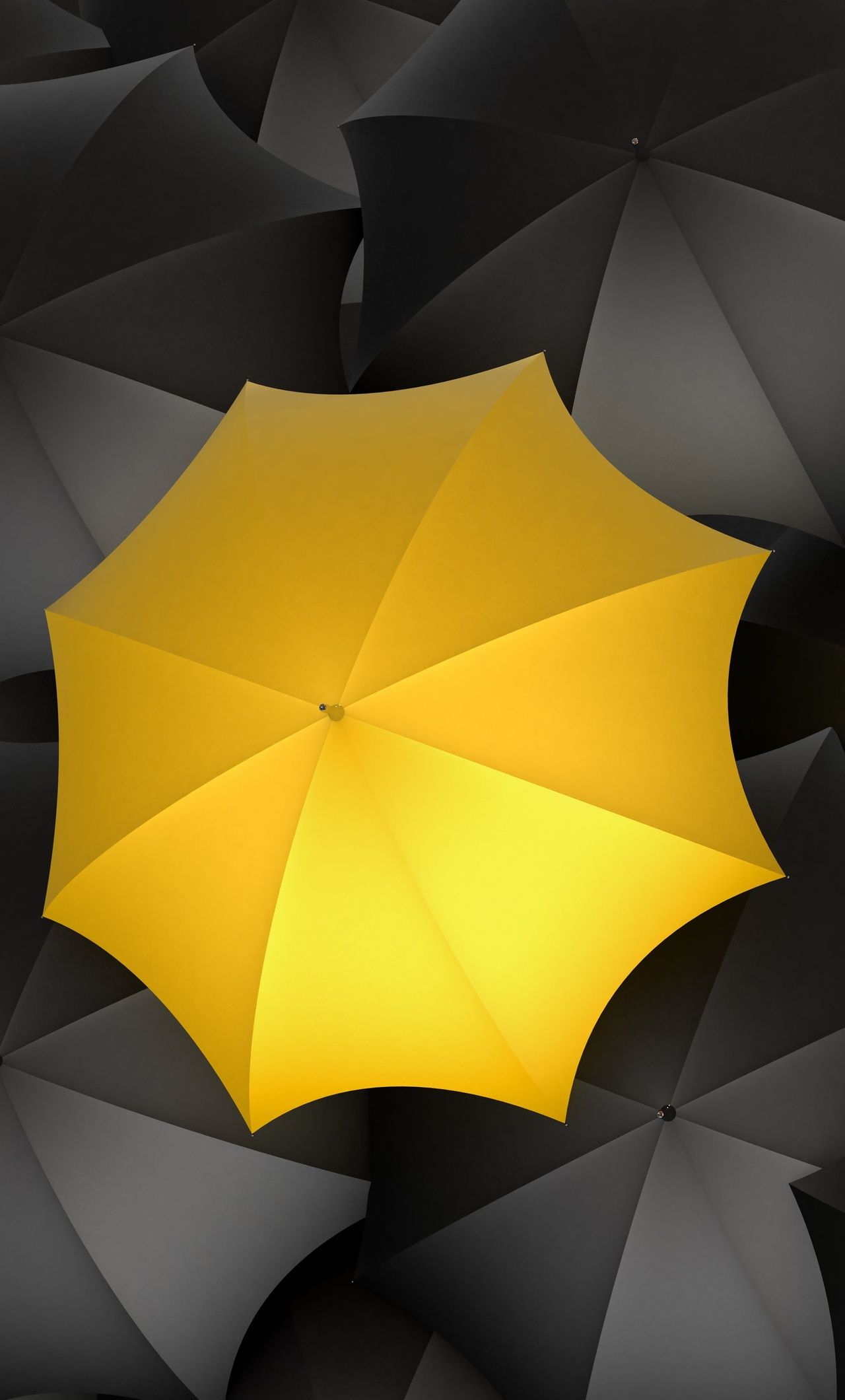 Umbrella Monochrome Yellow Digital Art 5k iPhone HD 4k Wallpaper, Image, Background, Photo and Picture