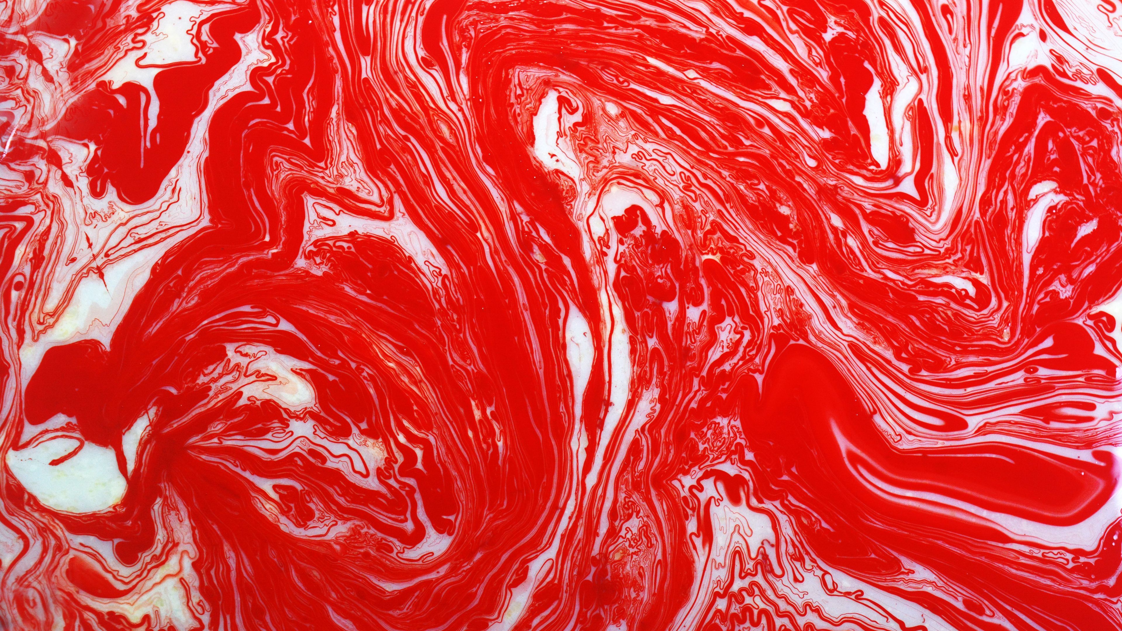 Download wallpaper 3840x2160 paint, stains, red, liquid 4k uhd 16:9 HD background