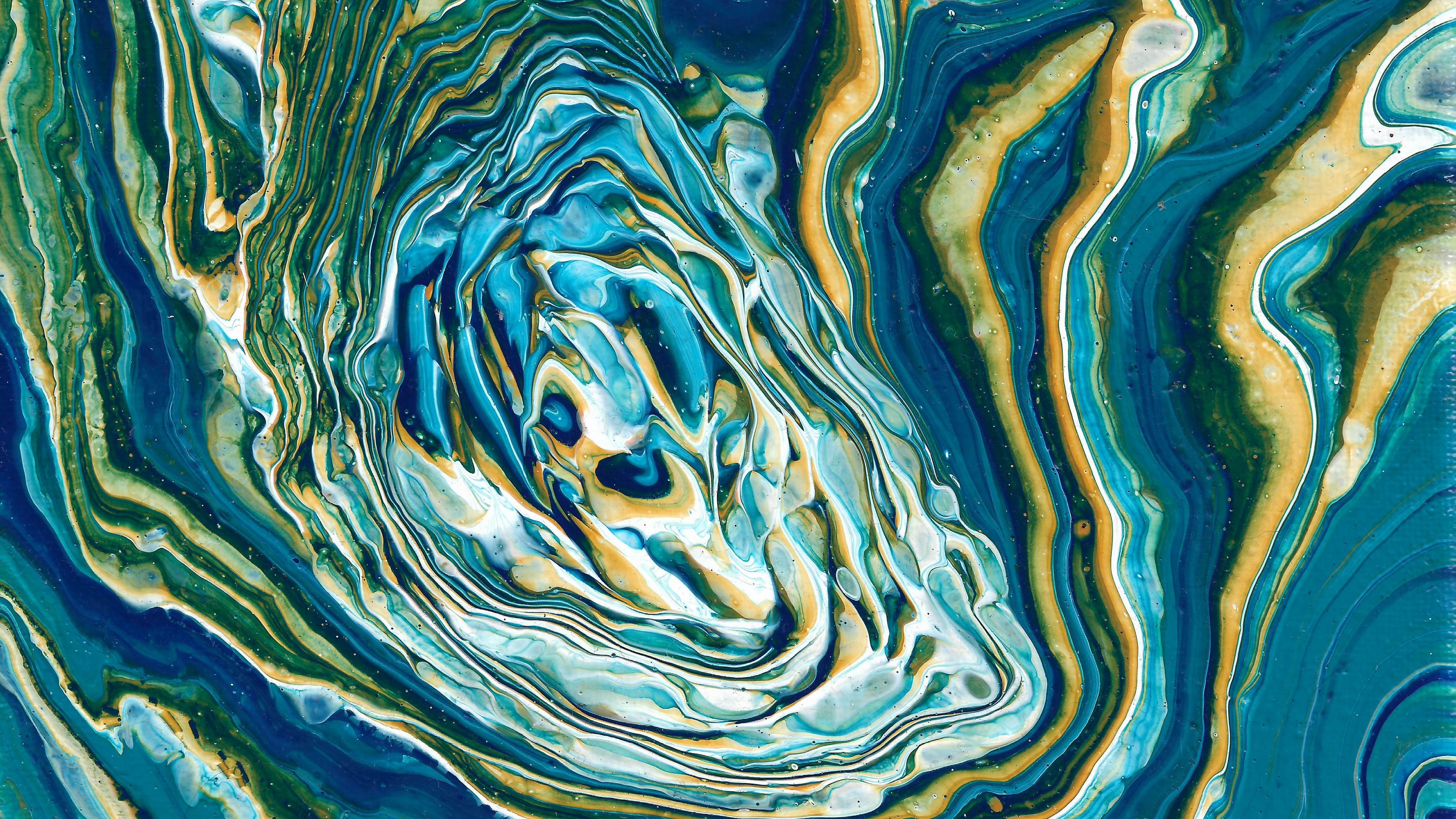 Download wallpaper 3840x2160 paint, fluid art, stains, liquid, colorful, blue 4k uhd 16:9 HD background