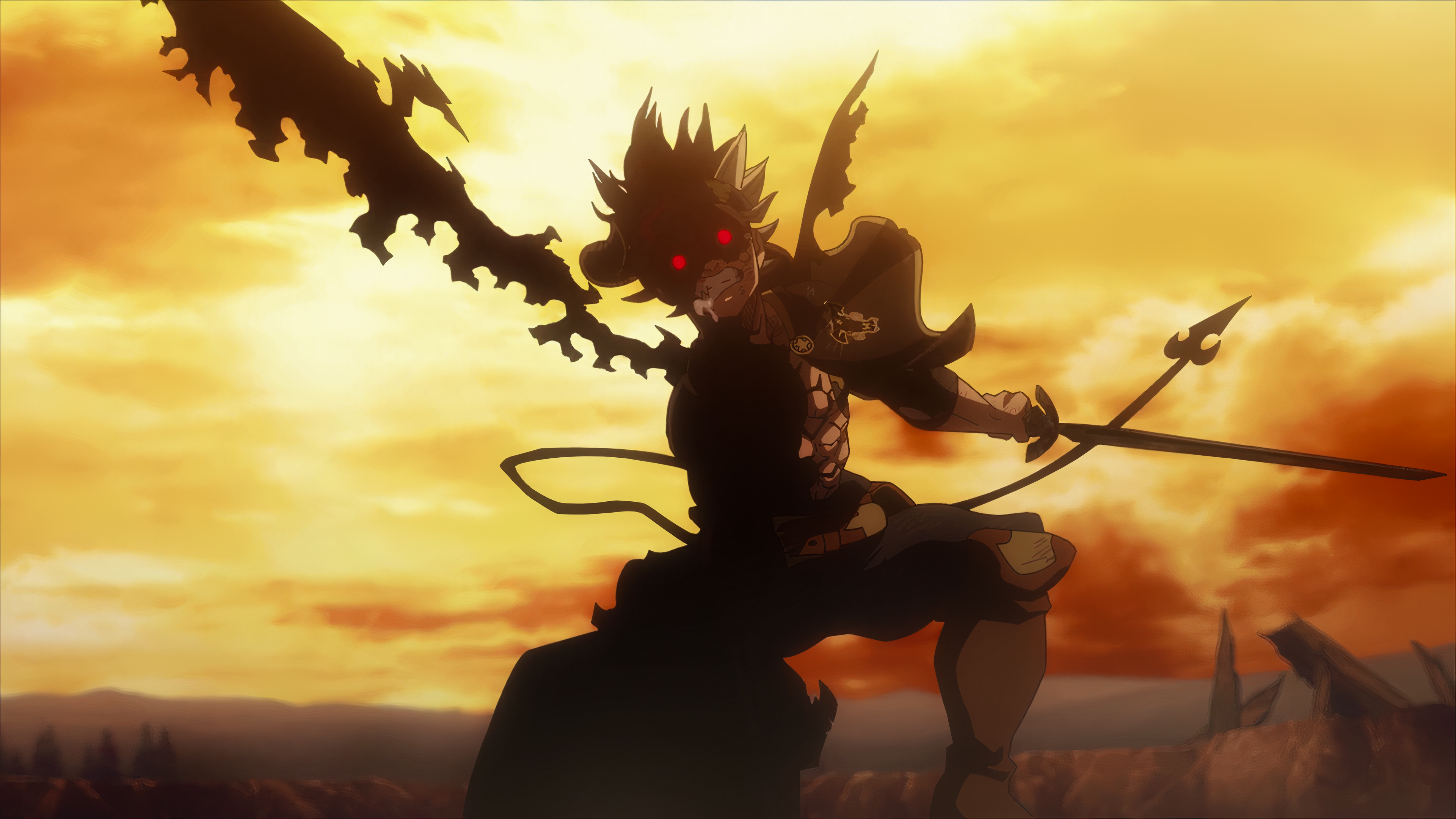 Asta Wallpaper 4K, Silhouette, Black Clover