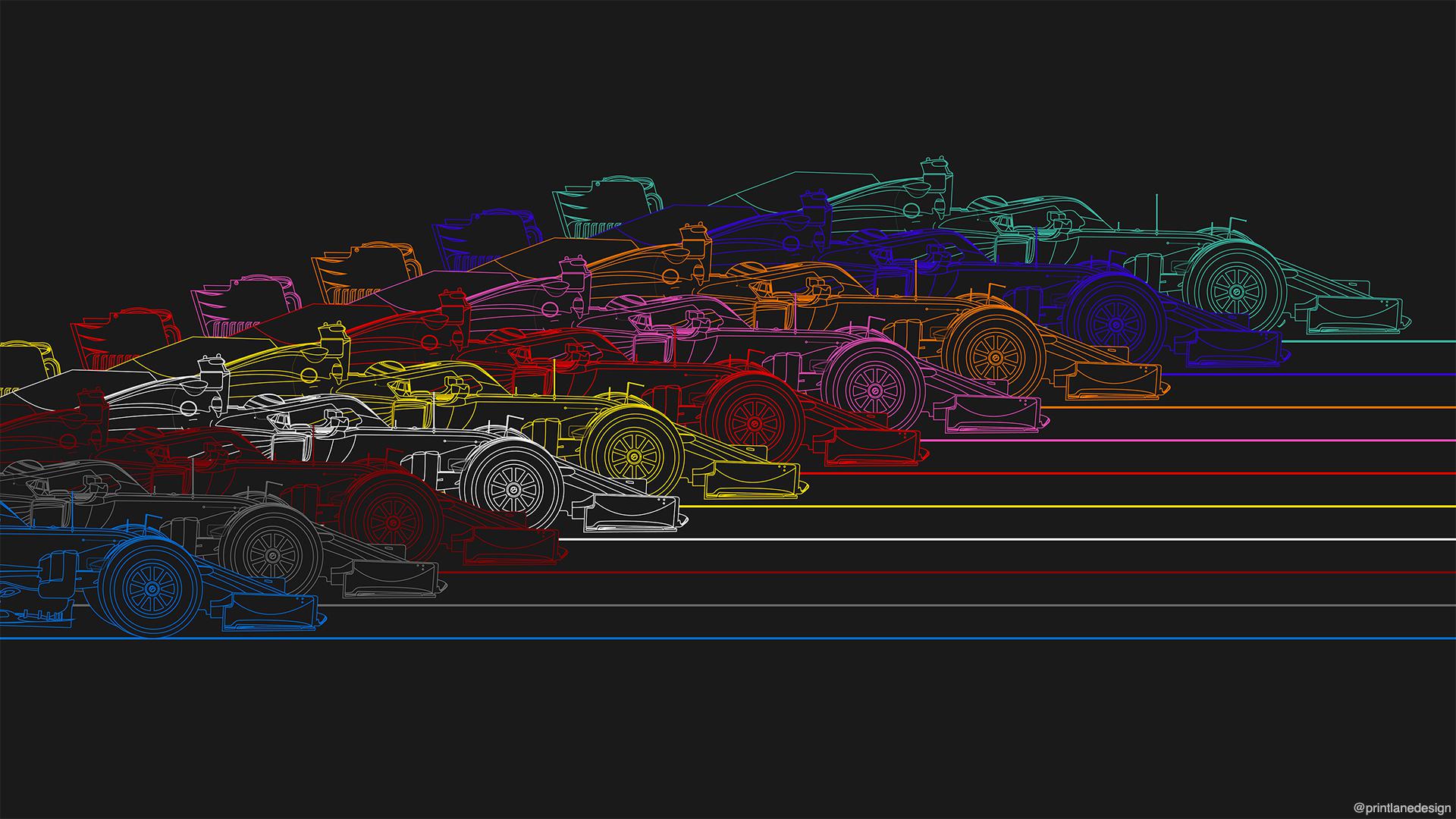 Minimalistic wallpaper of the 2020 F1 field in order of the current constructor standings (4k download in the comments)