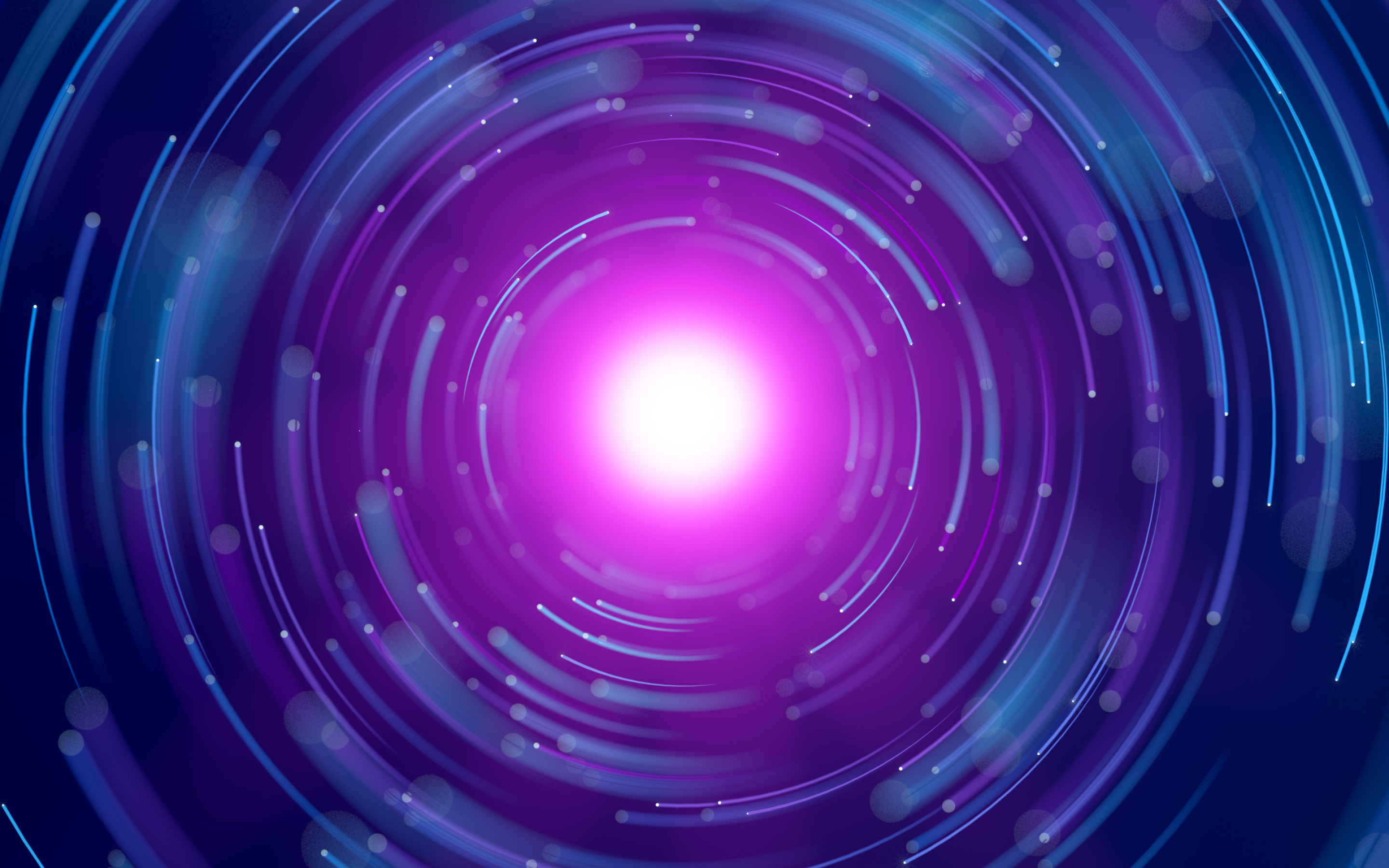 Spiral 4K Wallpaper, Glowing, Purple, Circles, Blue, Experiment, Render, Abstract