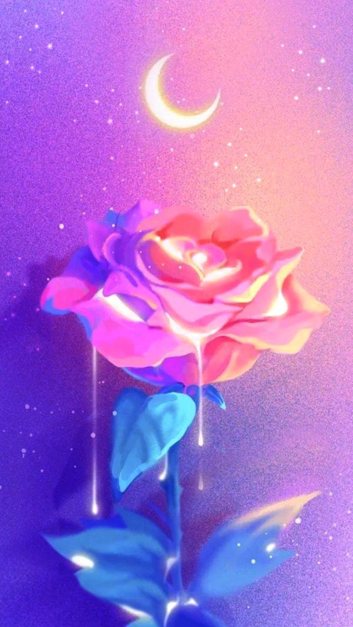 Mid night roses, gold drops dripping down in the moonlight. Red rose, symbol of love, starry. Flower wallpaper, Cute wallpaper background, Cute galaxy wallpaper