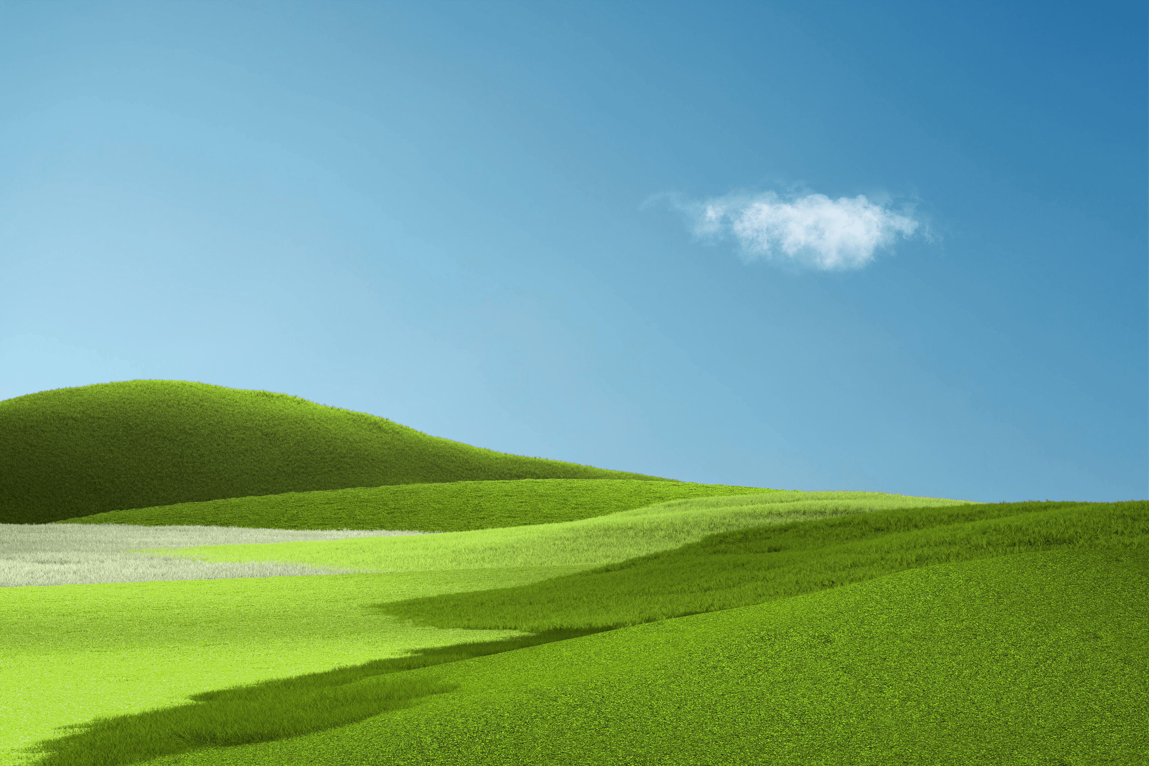 Aesthetic 4K Wallpaper, Landscape, Grass field, Green Grass, Clear sky, Blue Sky, Nature