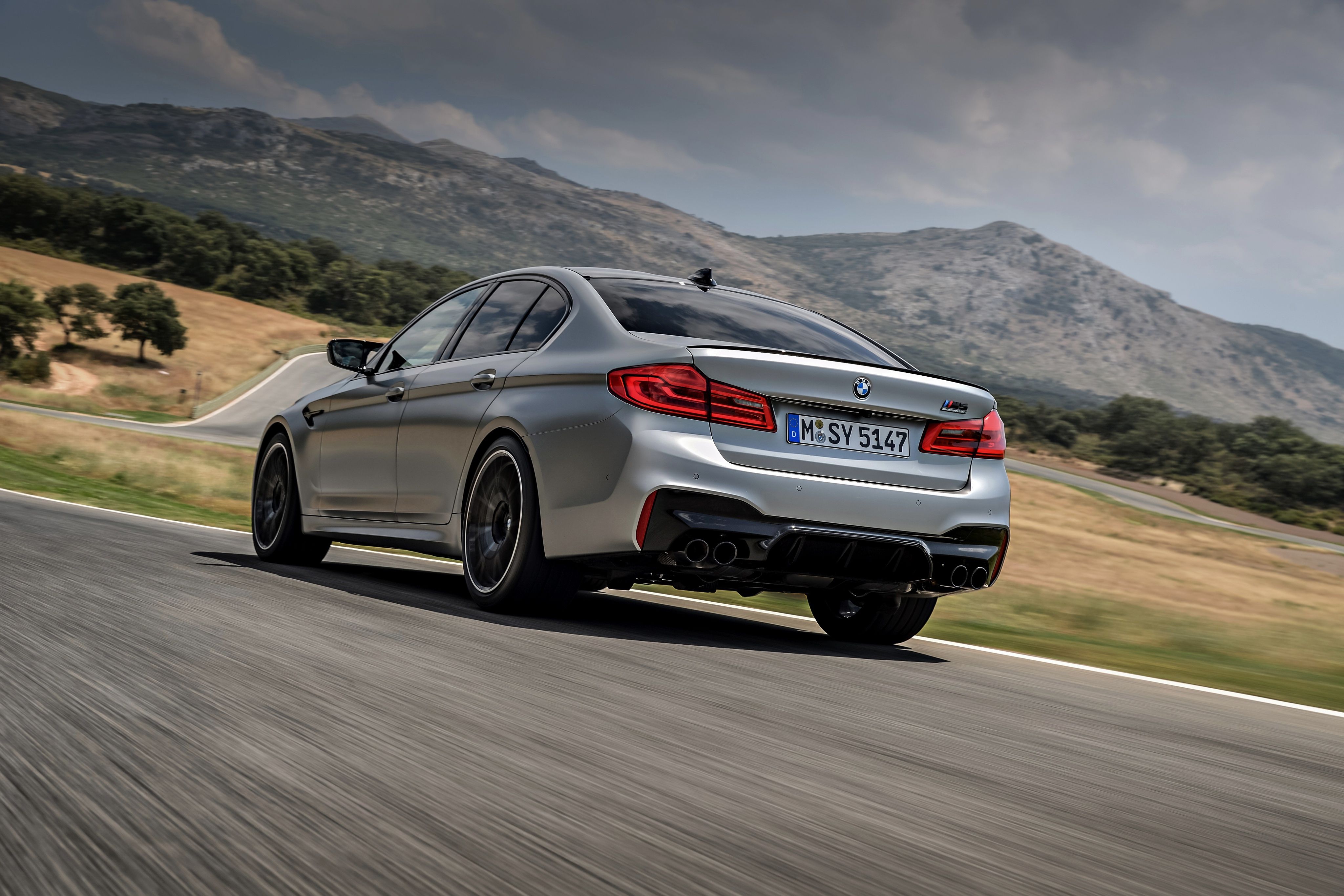 Bmw M5 Gray Motion Sedan Track Rear View 4x4 A Four Door F90 Competition 4k