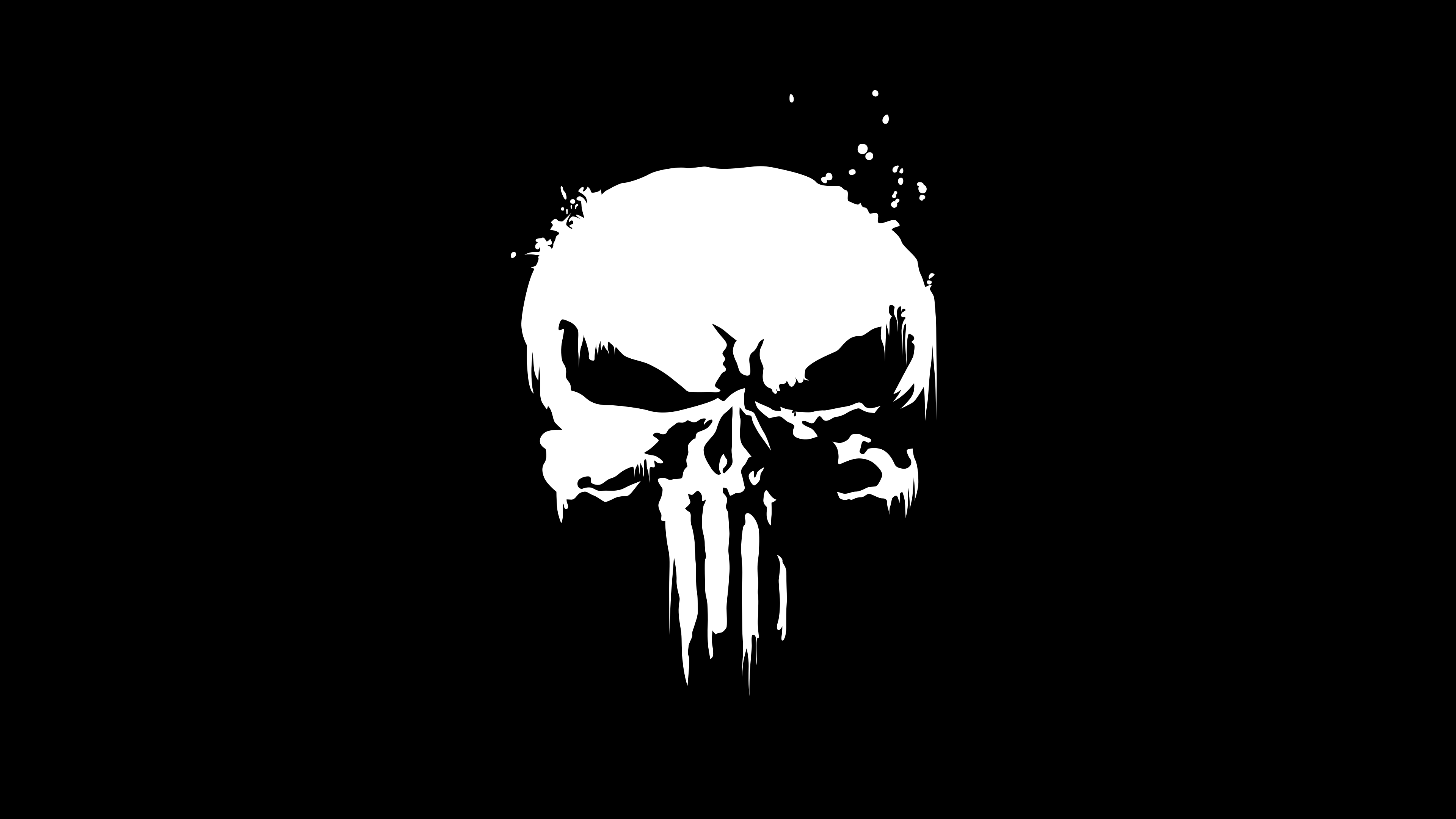 The Punisher Wallpaper 4K, Marvel Comics, Skull, Black background, Black/ Dark