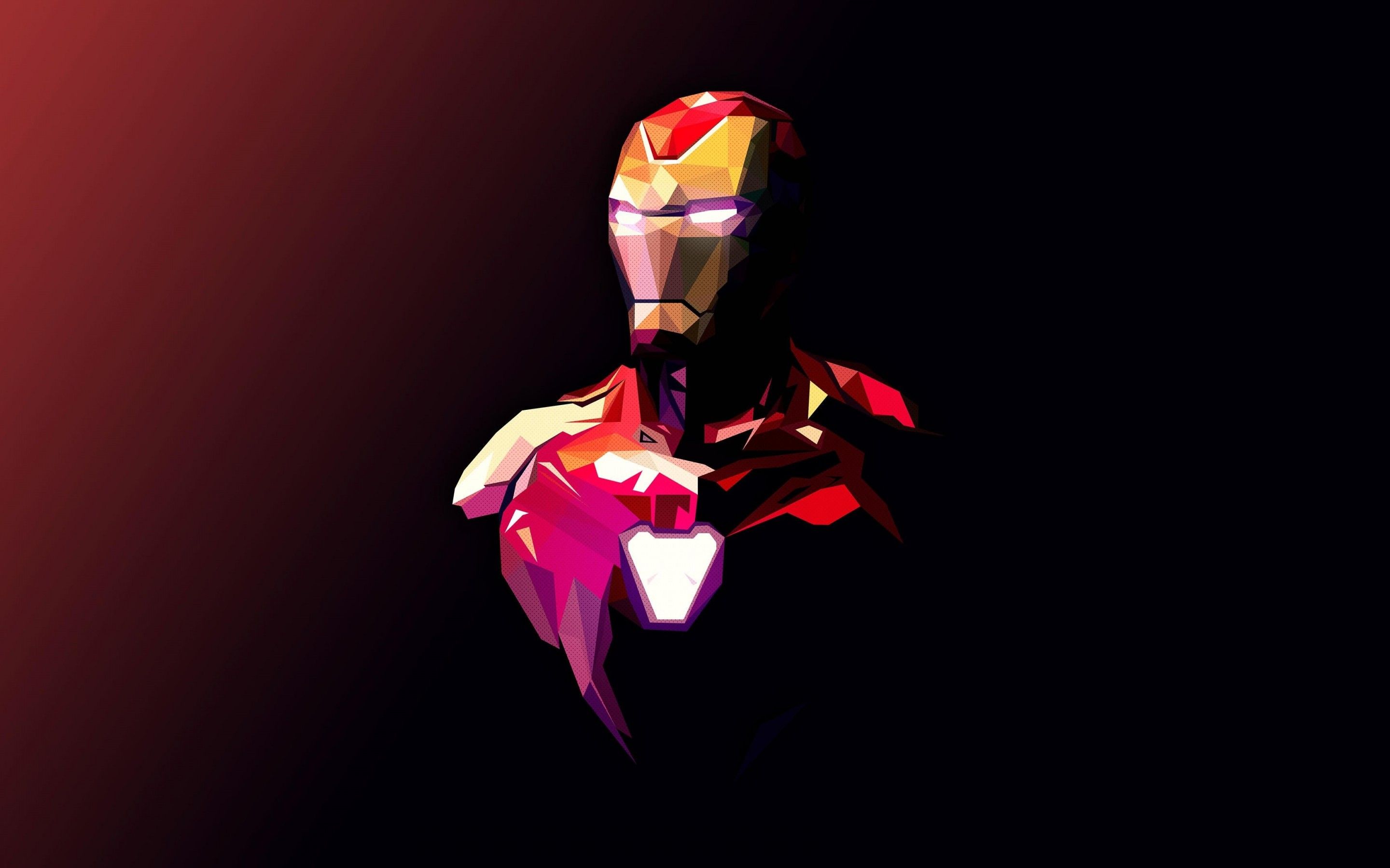 Iron Man 4K Wallpaper, Minimal art, Polygonal, Marvel Superheroes, Dark background, Graphics CGI