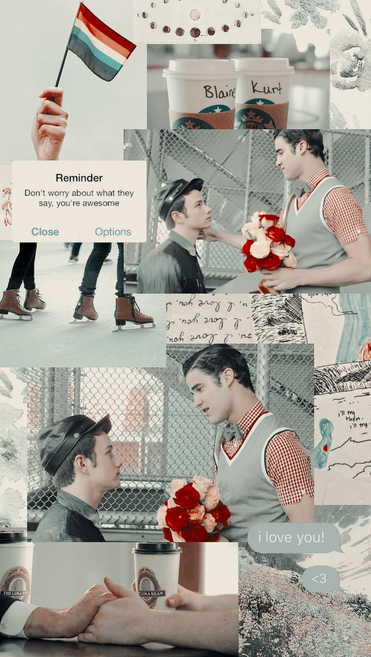 Klaine lockscreen wallpaper Glee. Glee videos, Glee, Blaine and kurt