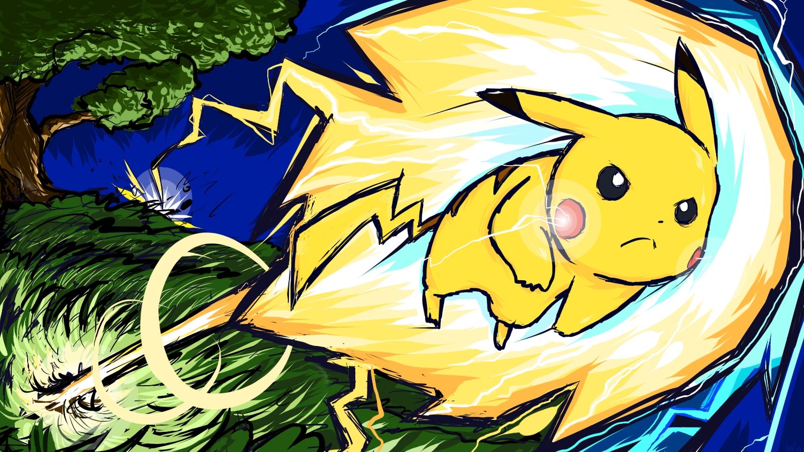 Pikachu Using Thunderbolt