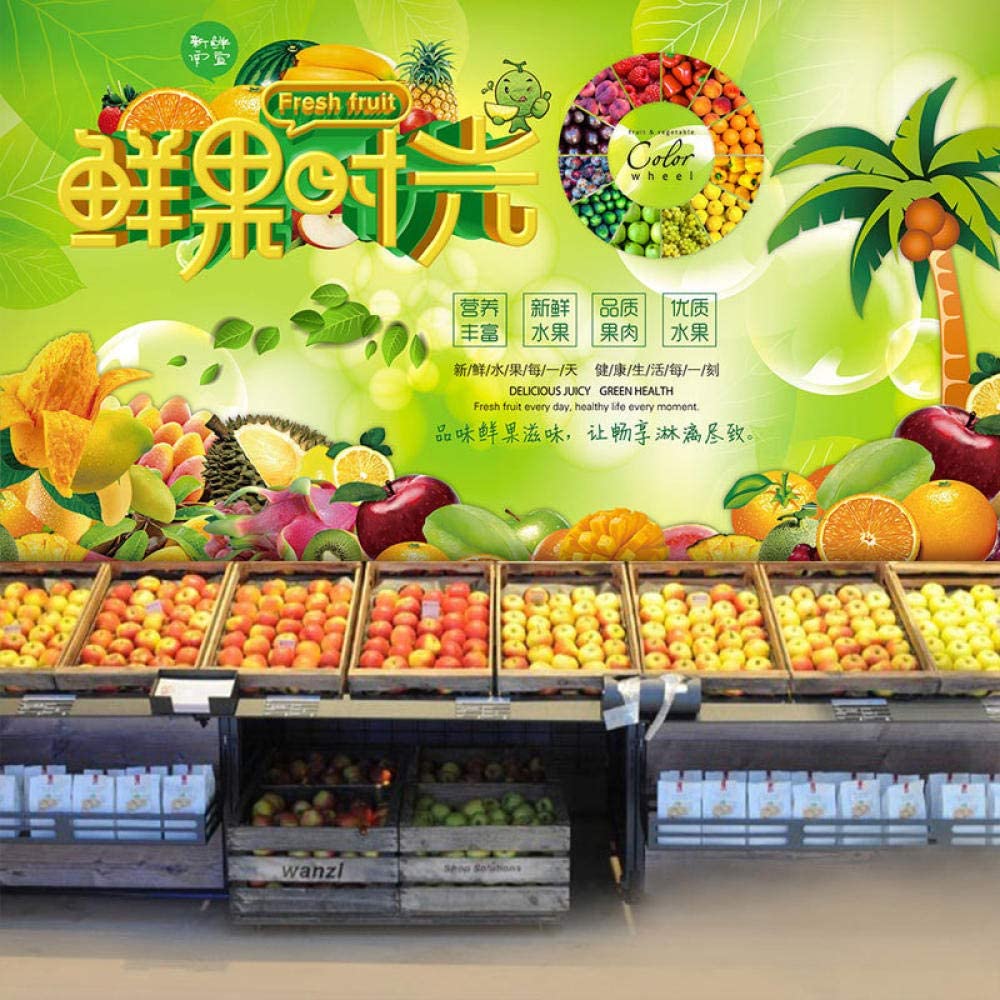 Mural 3D Wallpaper Mural Fresh Food Supermarket Fruits And Vegetables Fruit Shop Decoration Wallpaper Creative Personality Decorative Vegetable Pattern Background Mural 400Cmx280Cm