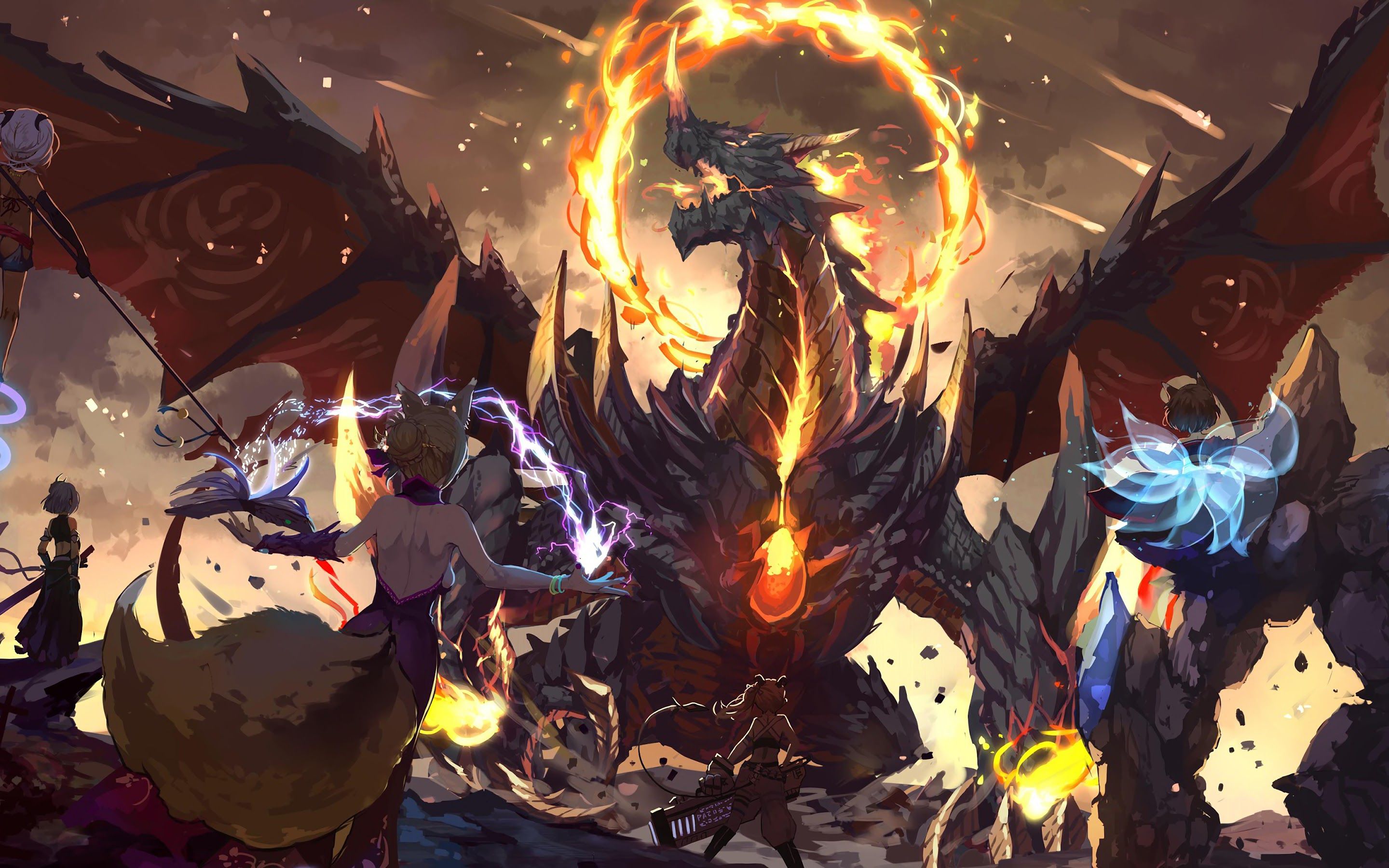 Dragon Anime Battle 4K Wallpaper