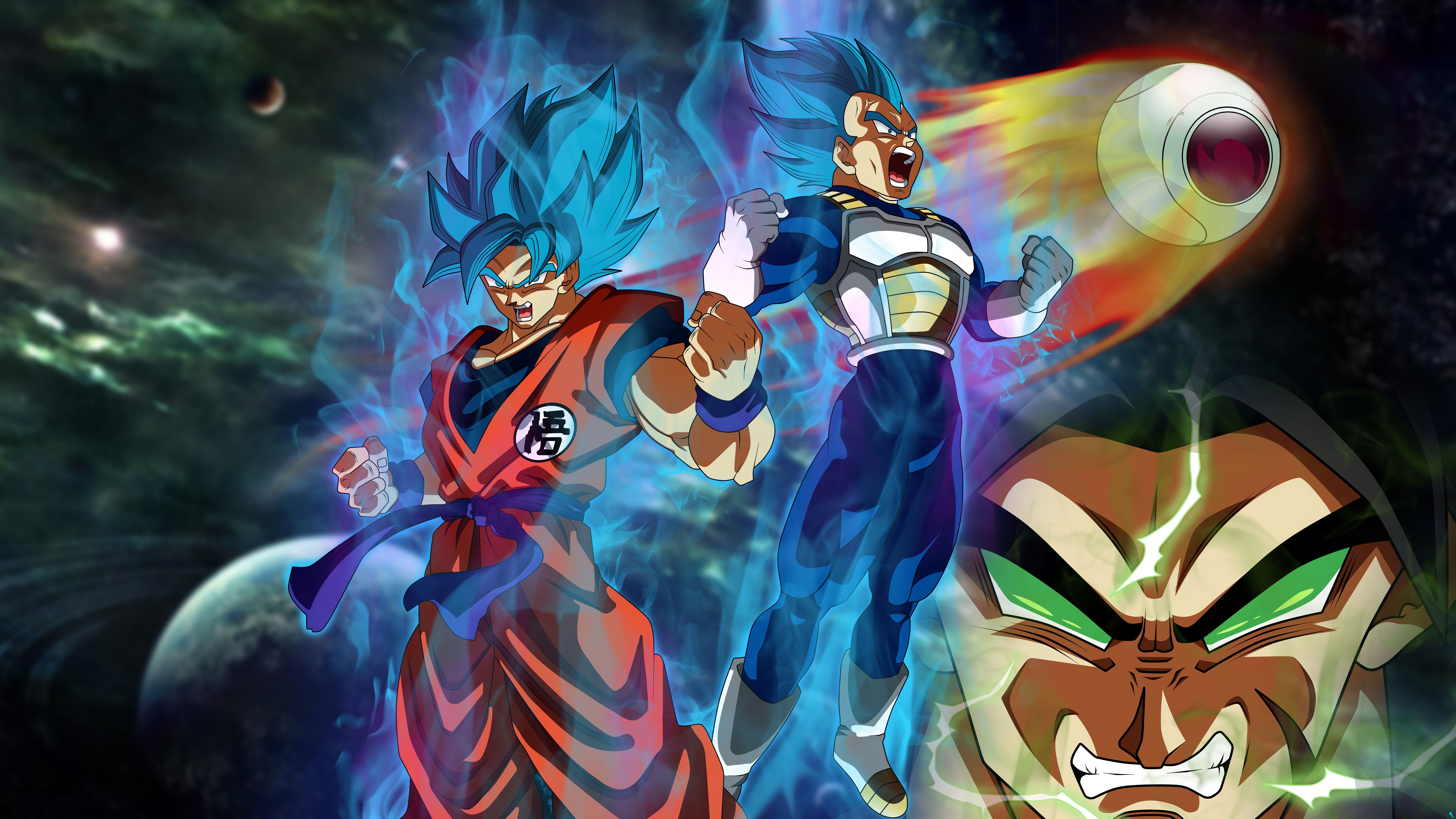 Dragon Ball Super: Broly Movie Super Saiyan Blue Goku Vegeta 8K k hd, Anime, Precalculo