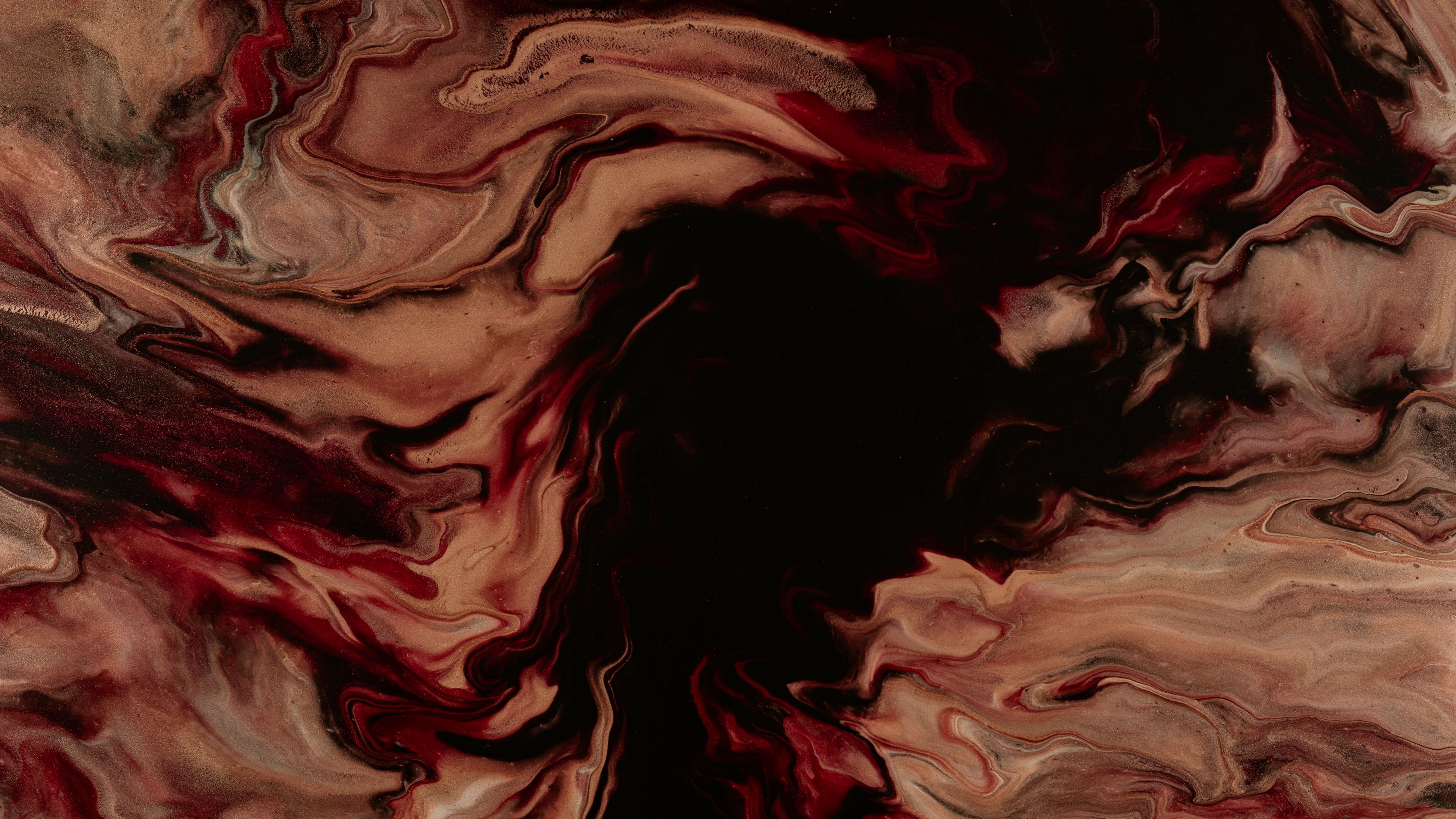 Download wallpaper 3840x2160 stains, paint, liquid, brown, red, black 4k uhd 16:9 HD background