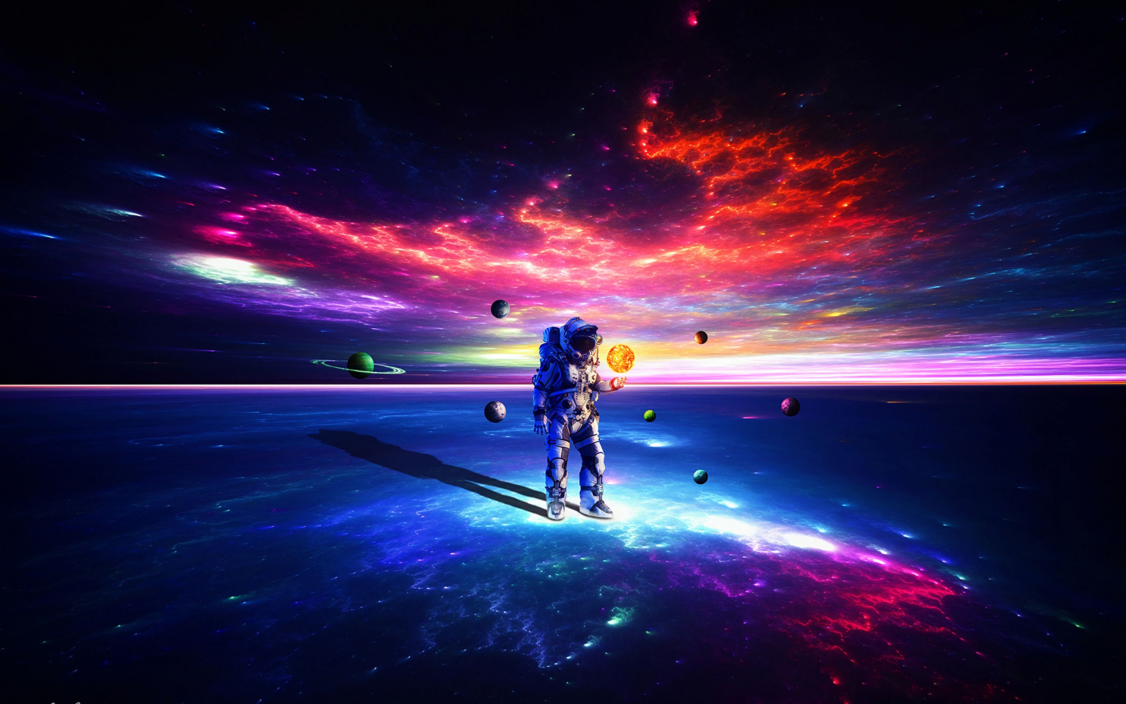 Download Astronaut, space suit, dark, landscape, art wallpaper, 3840x 4K Ultra HD 16: Widescreen