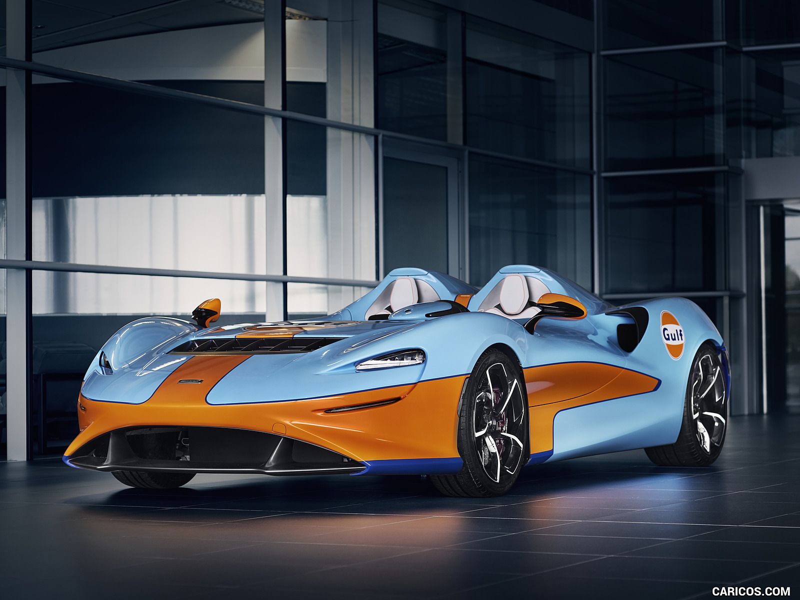 McLaren Elva Gulf Theme By MSO Three Quarter. HD Wallpaper