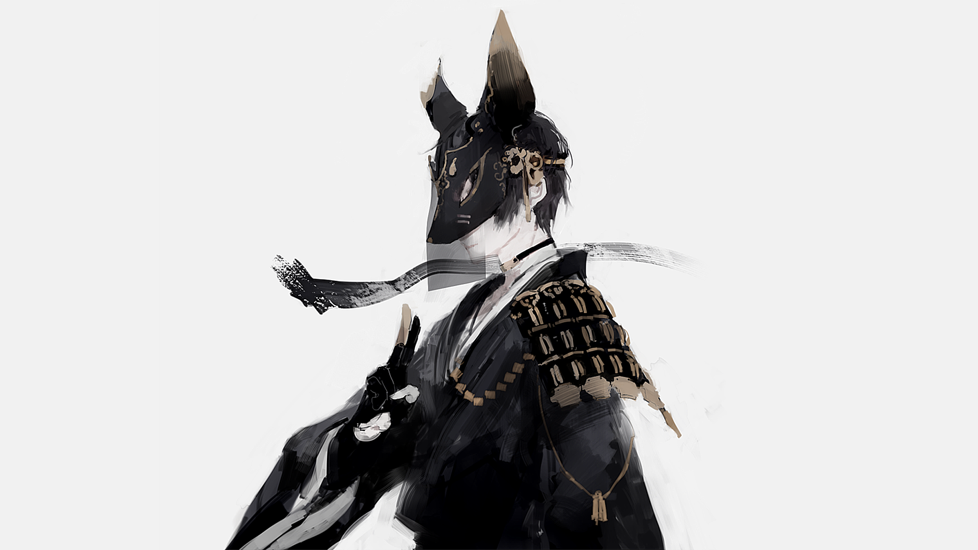 Black Fox, HQ Background. HD wallpaper Gallery. Gallsource.com. Anime art, Kitsune mask, Character art
