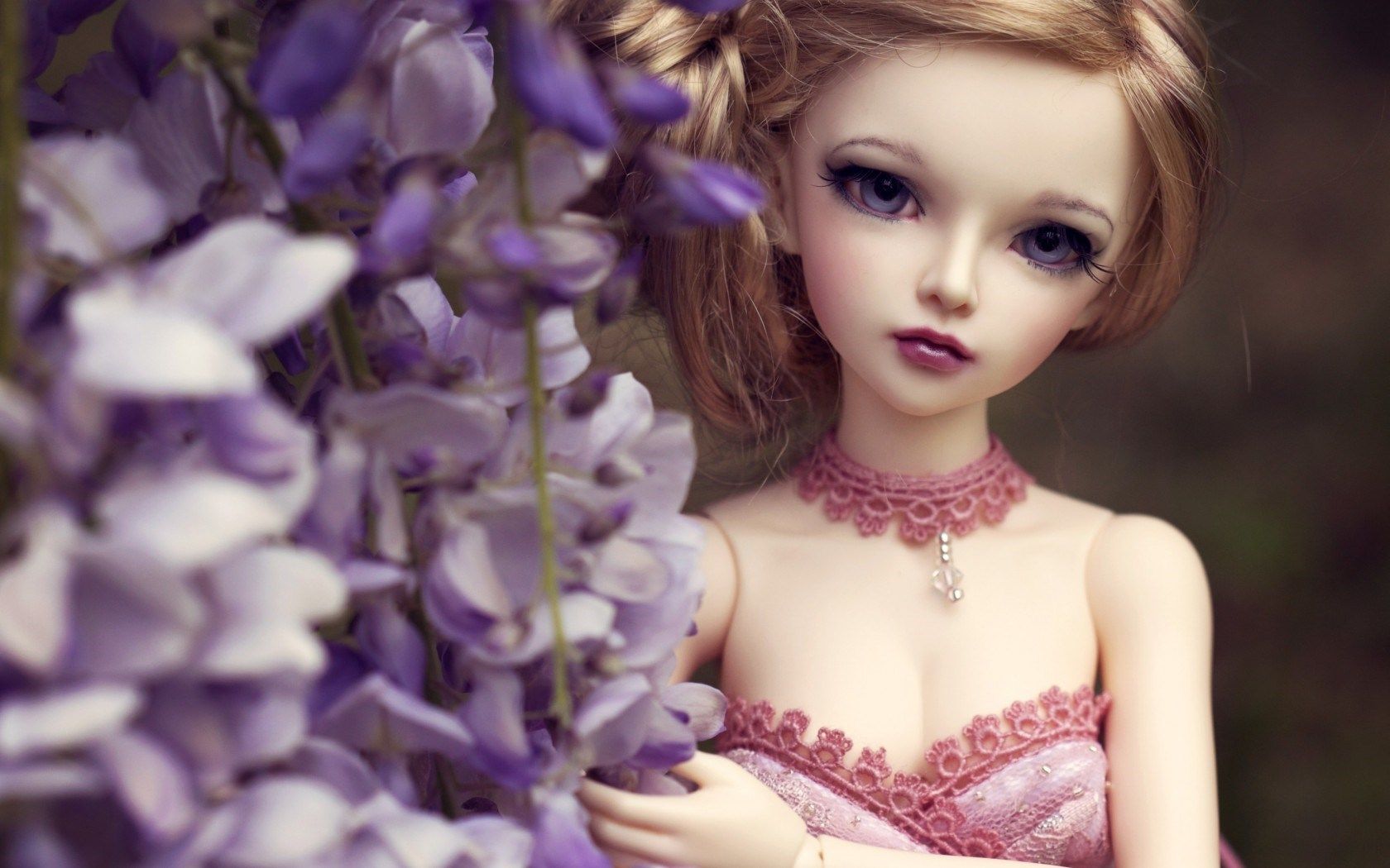 Doll Toy Blonde Girl Flowers Wisteria