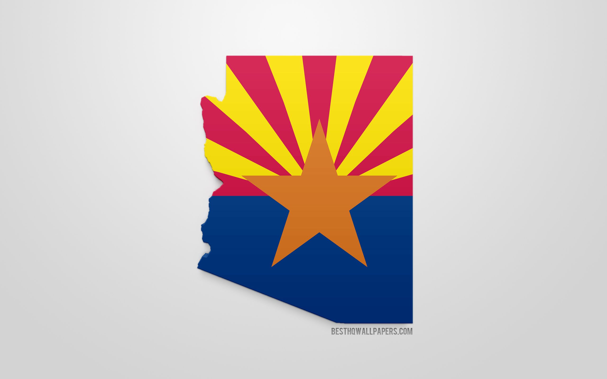 Download wallpaper 3D flag of Arizona, map silhouette of Arizona, US state, 3D art, Arizona 3D flag, USA, North America, Arizona, geography, Arizona 3D silhouette for desktop with resolution 2560x1600. High Quality