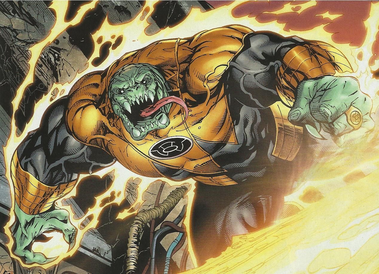 A member of the Sinestro Corps and archrival to the Green Lantern, Kilowog. He is one of Sinestro's greatest allie. Yellow lantern, Dc comics, Dc comics vs marvel