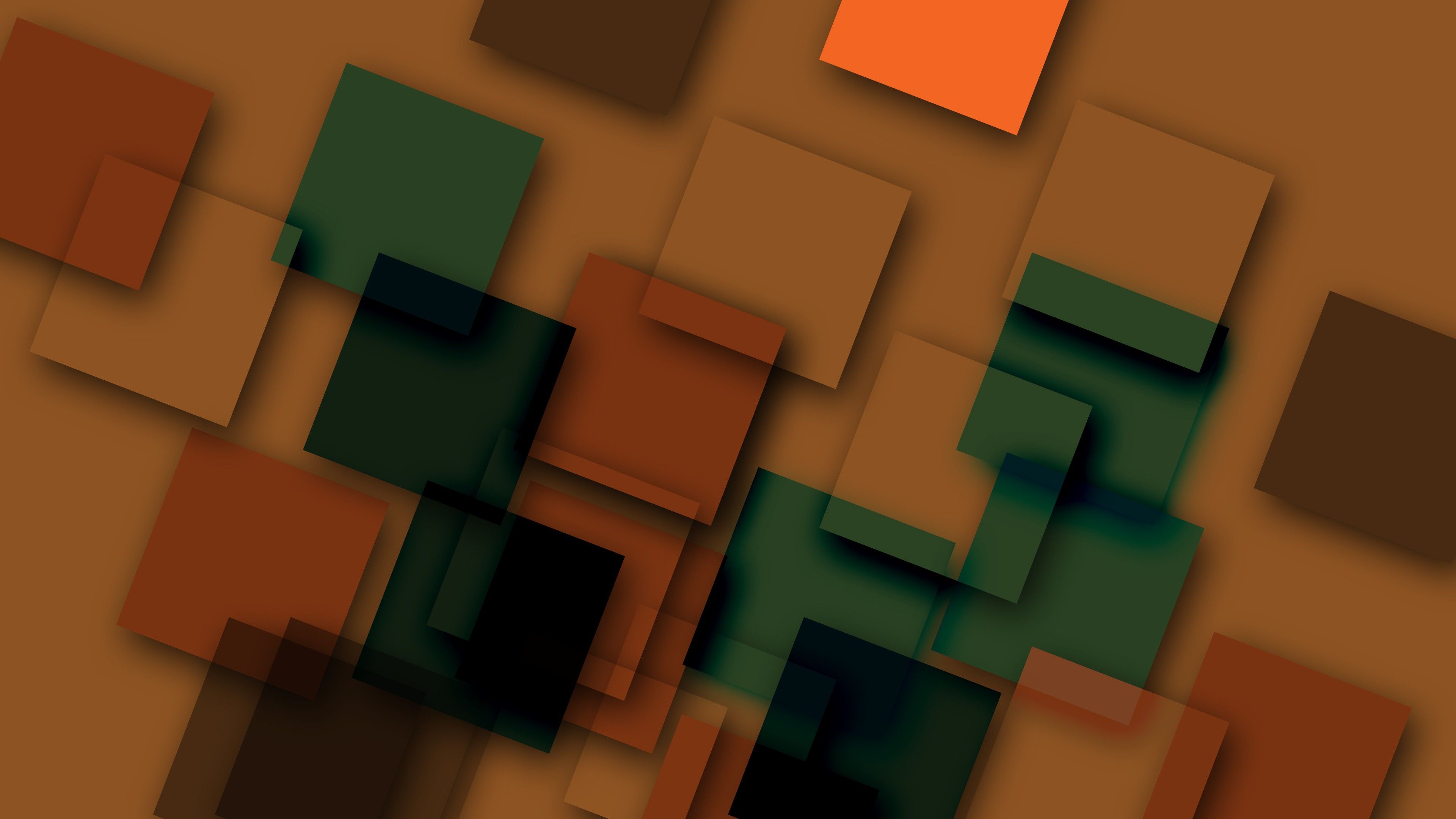 Brown And Green Square 4K HD Abstract Wallpaper