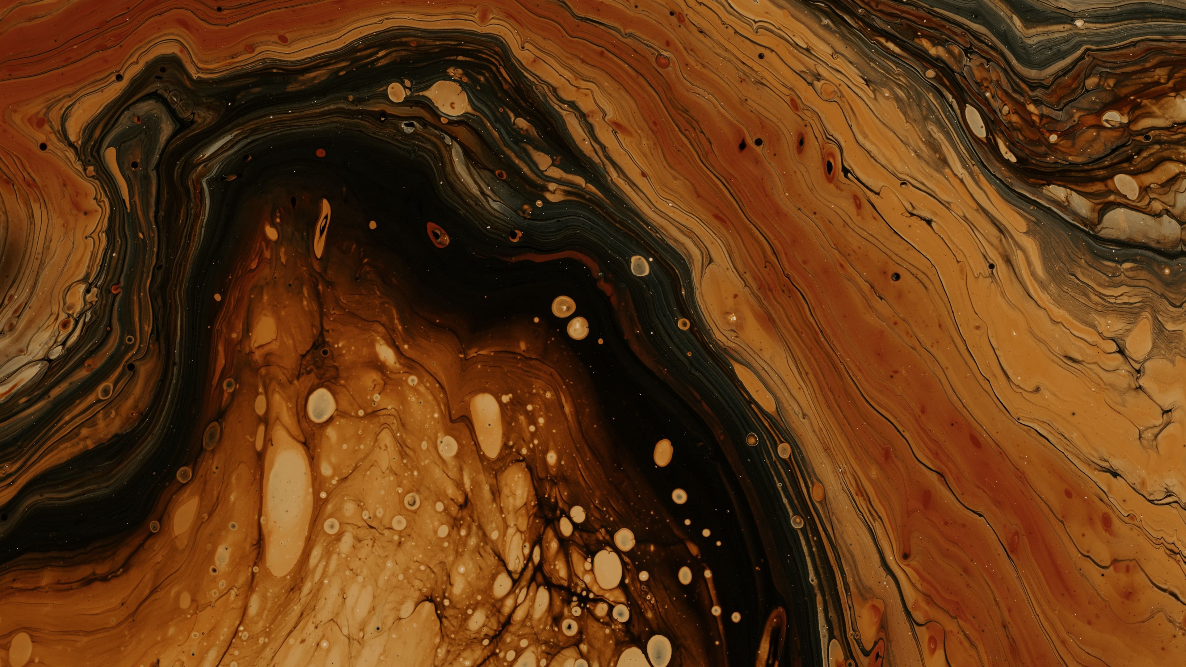 Download wallpaper 3840x2160 stains, paint, brown, abstraction, liquid 4k uhd 16:9 HD background