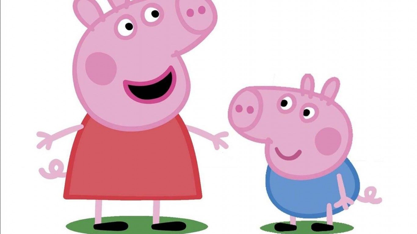 peppa pig and george pig in white background HD anime Wallpaper