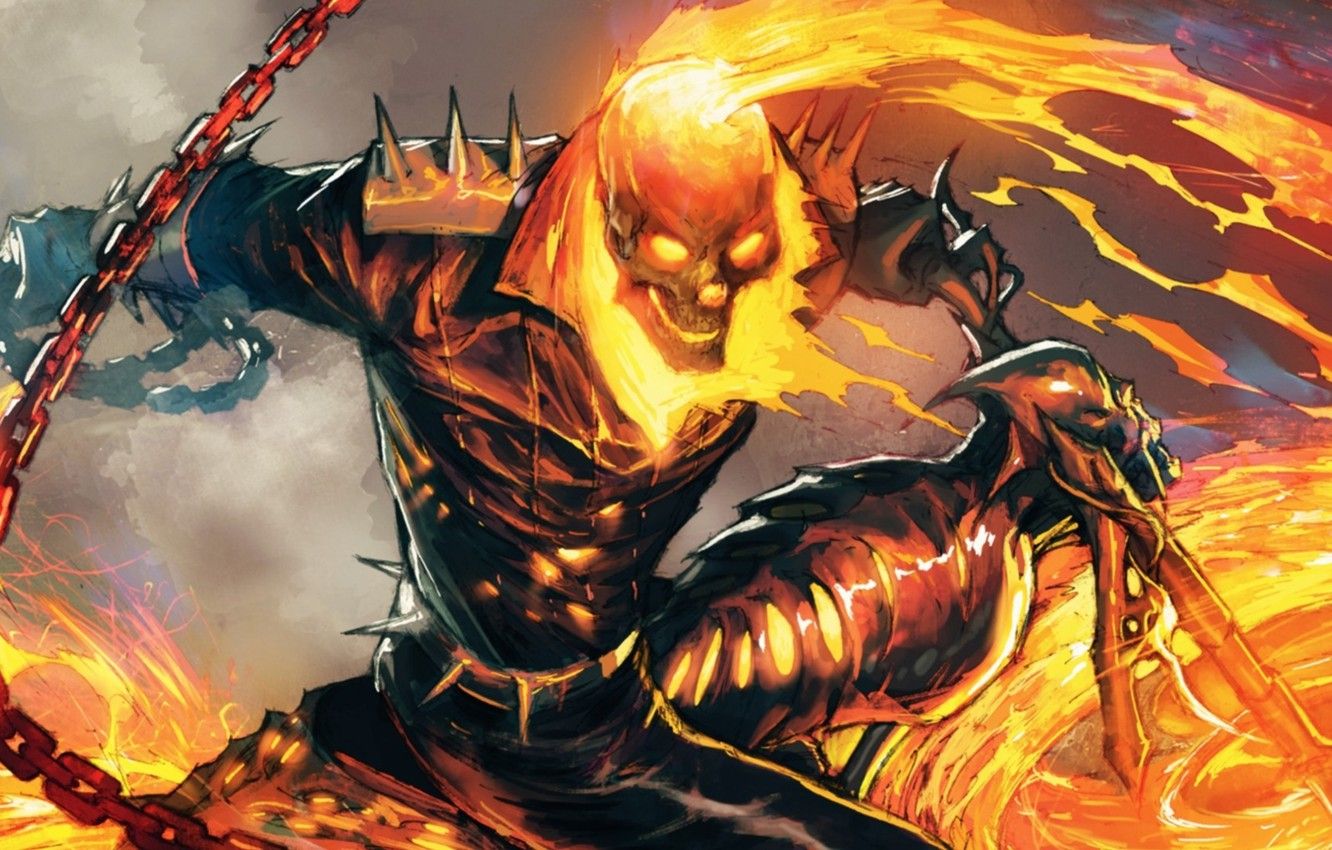 Wallpaper fire, sake, flame, Ghost Rider, Marvel, comics, hell, blaze, byke image for desktop, section фантастика