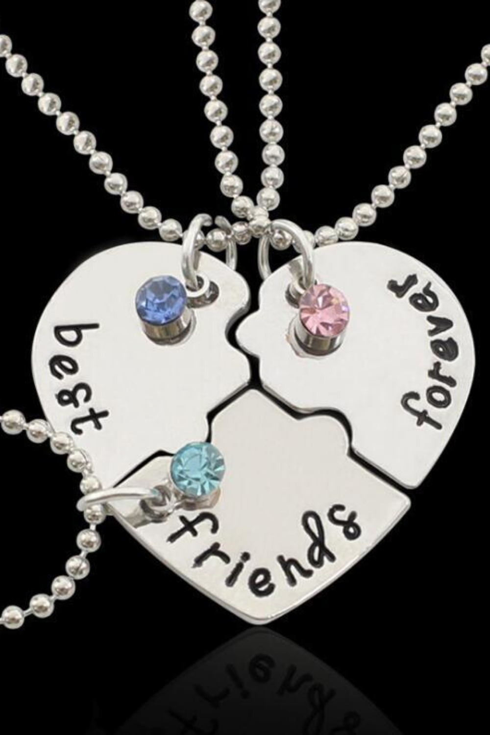 Best Friends Forever Heart Puzzle Matching Necklace Set Of 3. Best Friend Jewelry, Cute Jewelry, Matching Necklaces
