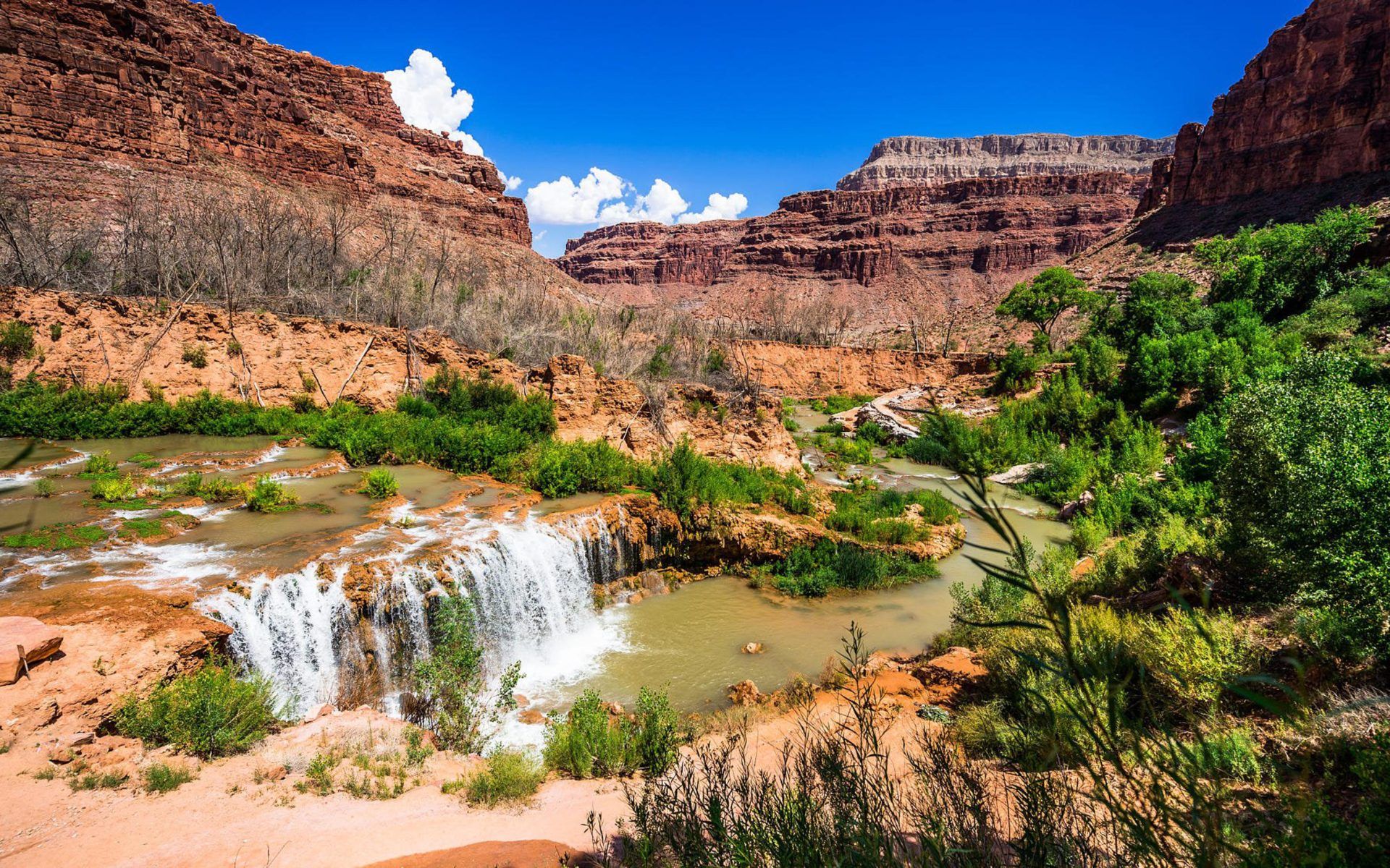 Havasu Creek Supai Waterfall In Arizona United States Of America фото 4k Ultra HD Wallpaper For Desktop Lapx2160, Wallpaper13.com