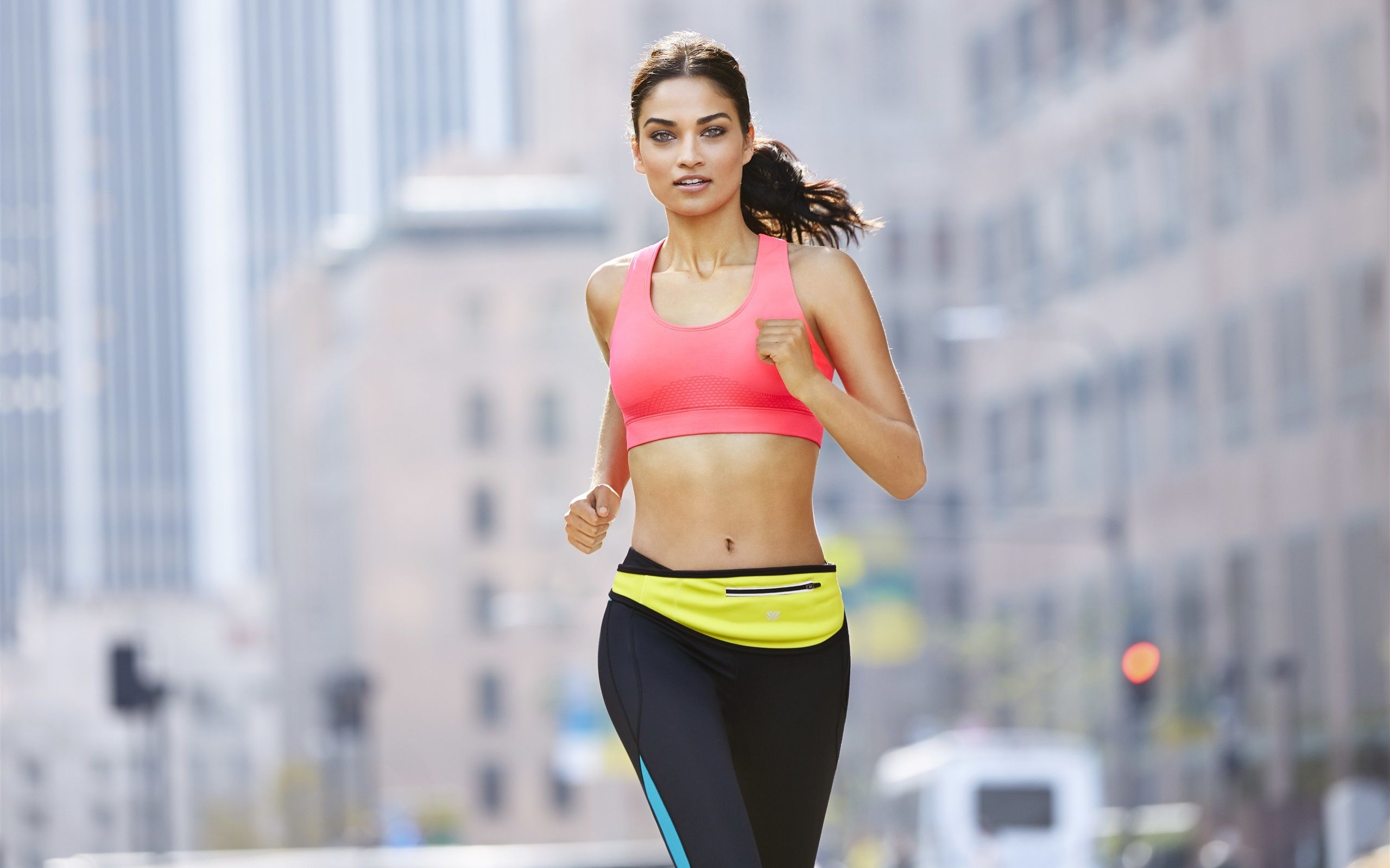 Wallpaper Fitness girl, running, sportswear, city 2560x1600 HD Picture, Image