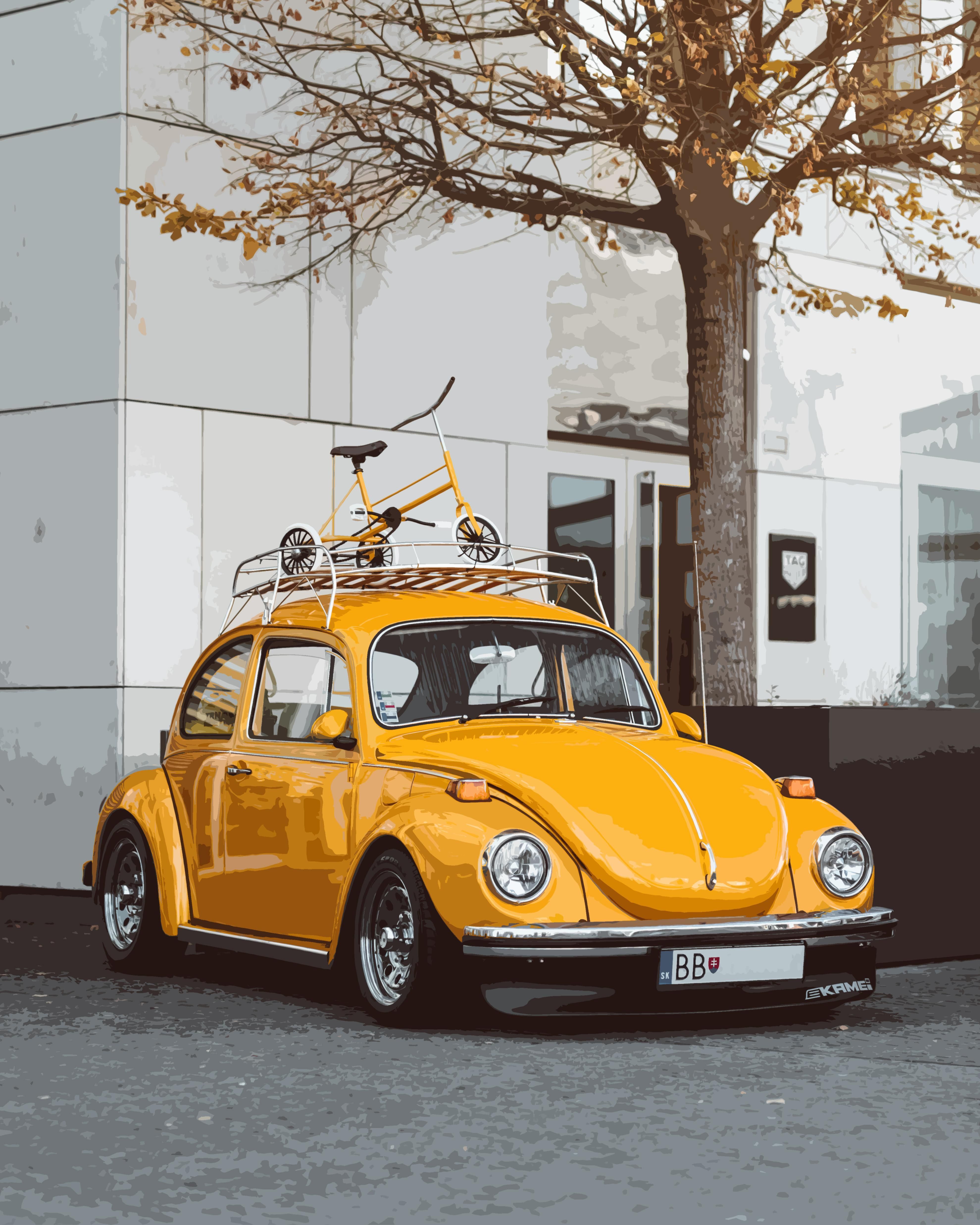 VW Beetle 4K wallpaper. Volkswagen beetle, Yellow car, Car background
