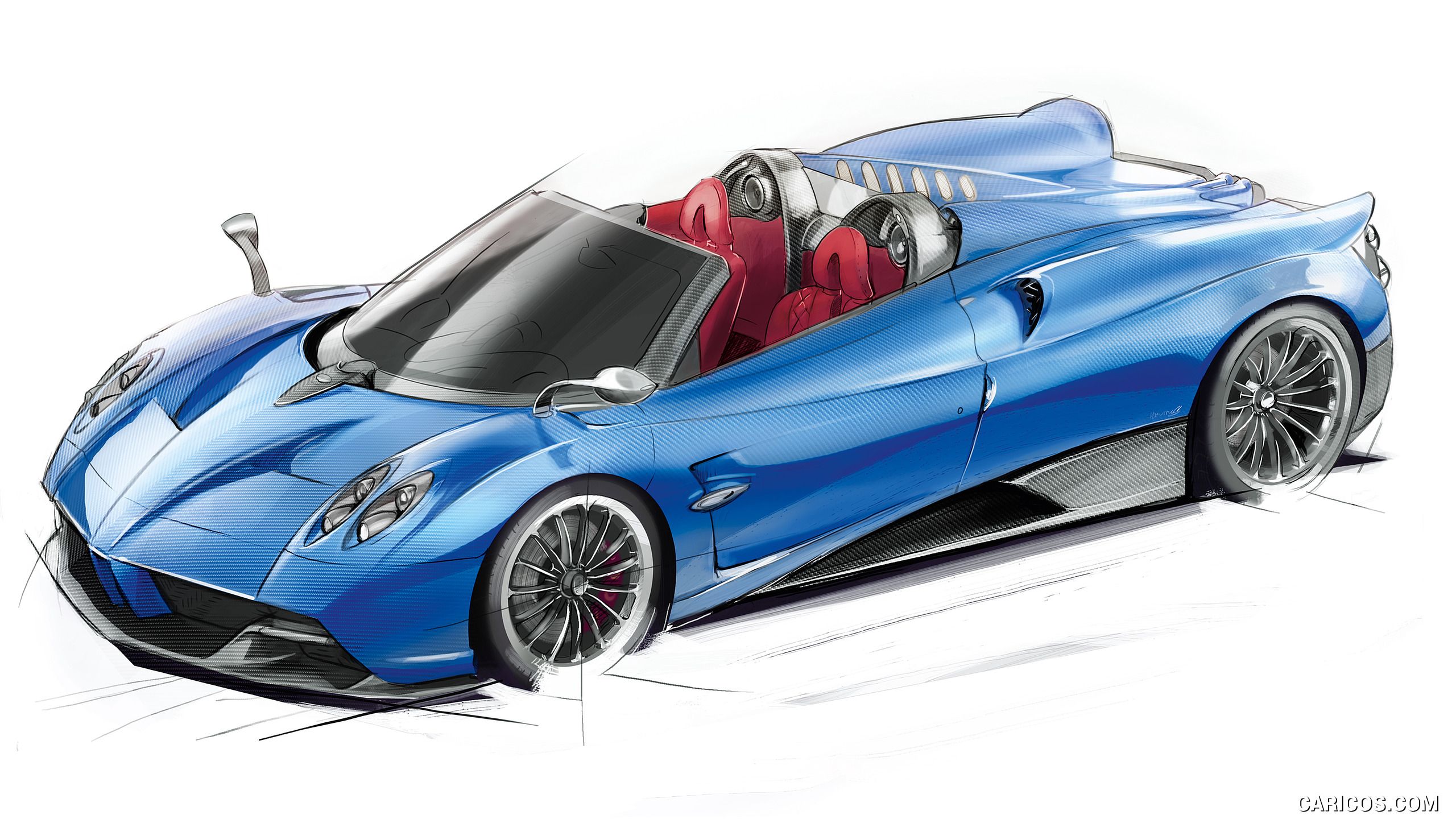 Pagani Huayra Roadster Sketch. HD Wallpaper
